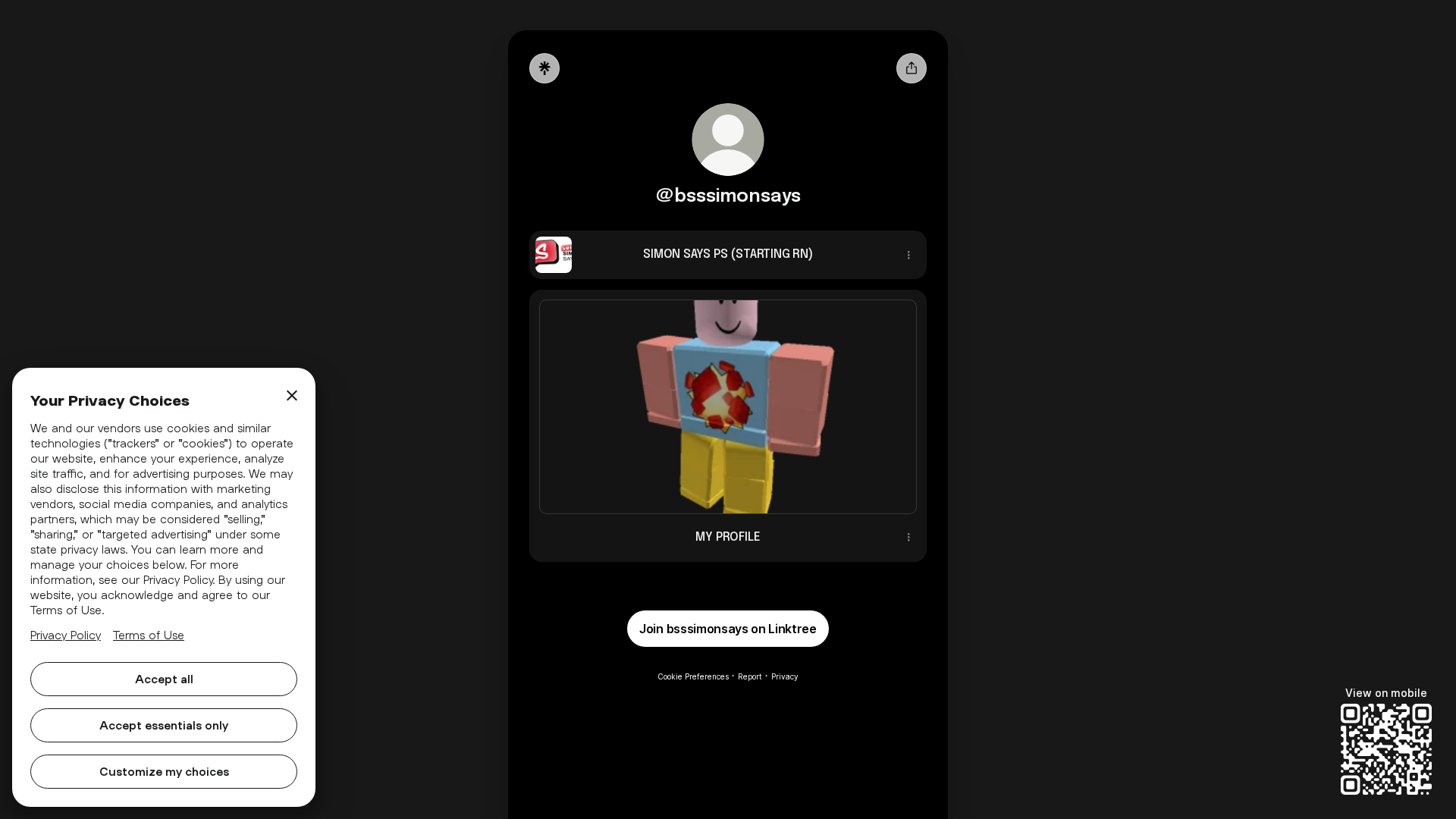 Screenshot of www.linktr.ee