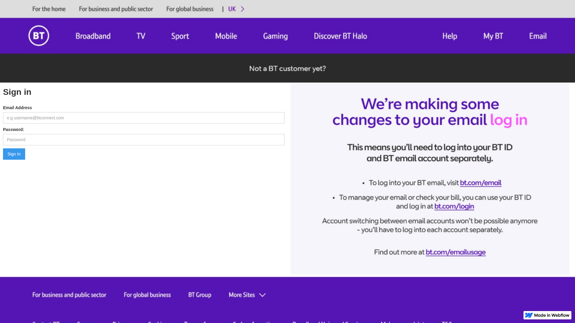Screenshot of btconnect-800b99.webflow.io