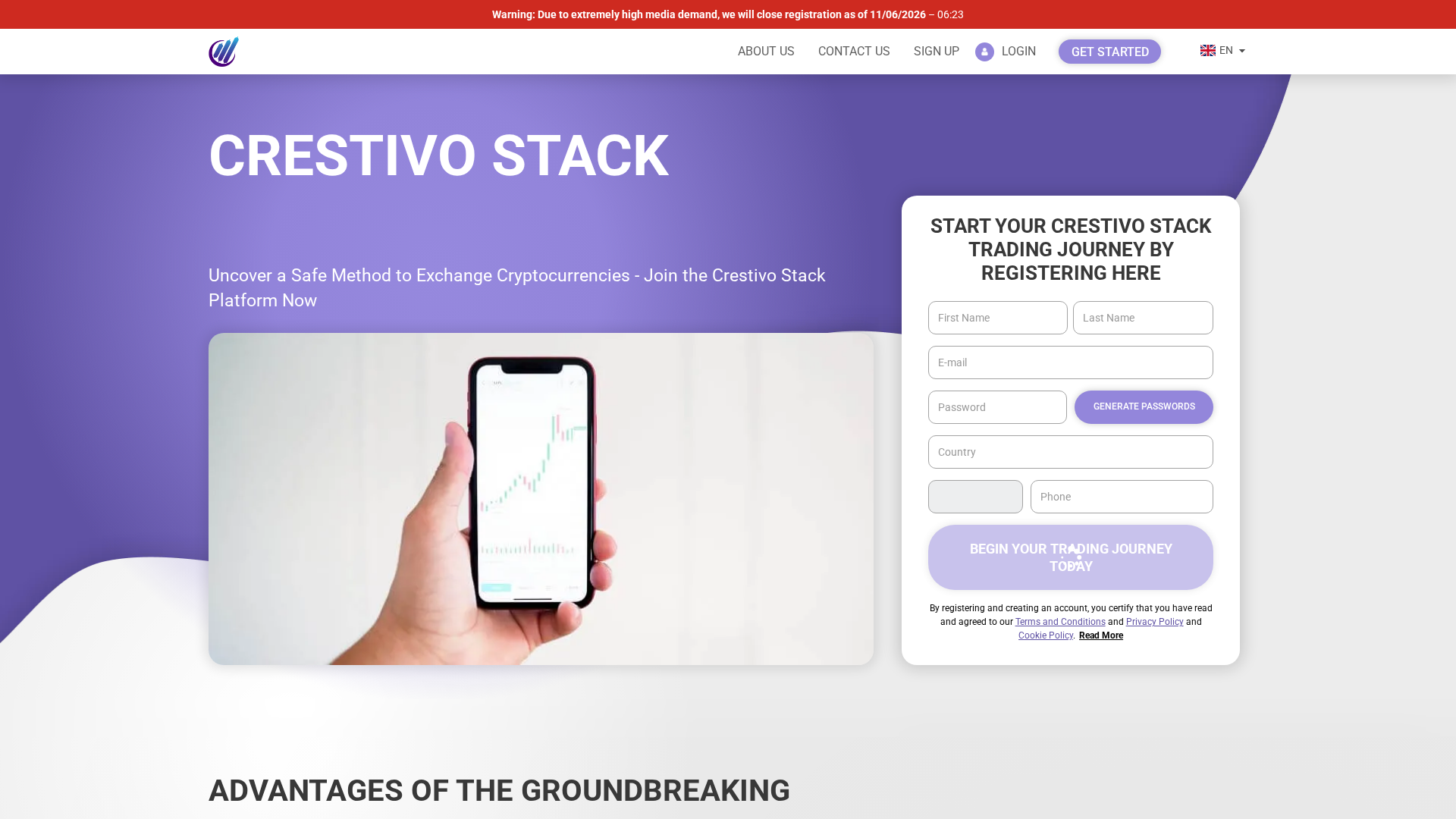 Screenshot of crestivostacksolution-com.financecryptoworld.com