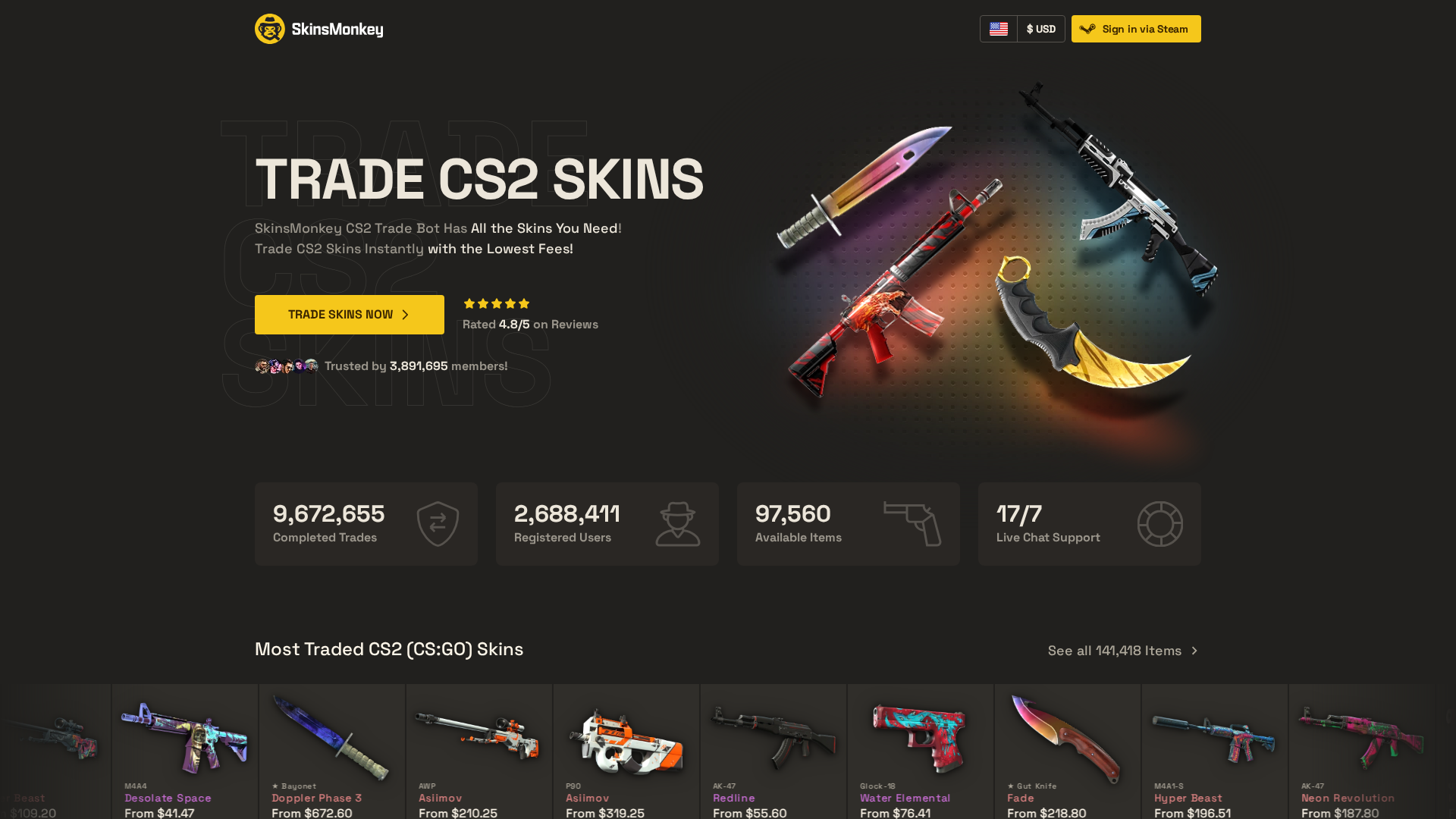 Screenshot of skinsmonkey.com