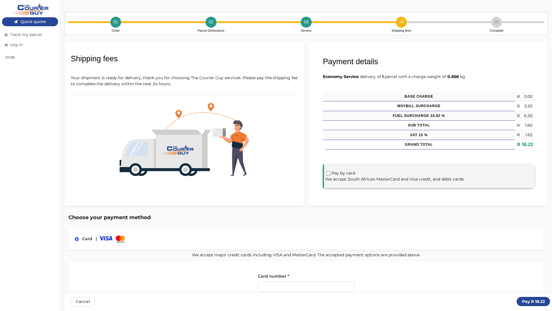 Screenshot of parcelwaybill.co.za