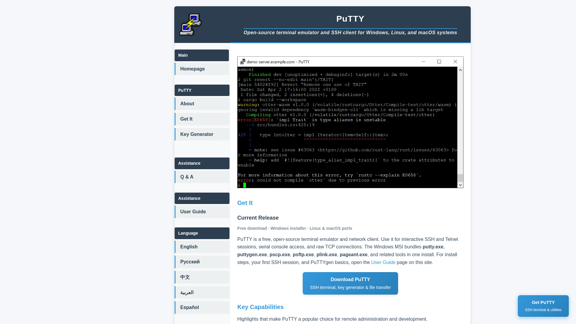 Screenshot of download-putty.net