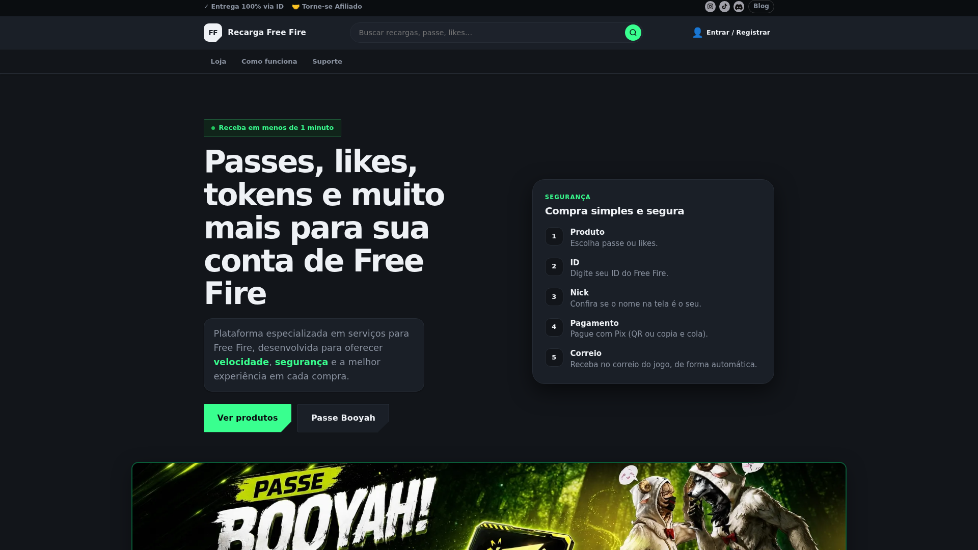 Screenshot of recargafreefire.com.br