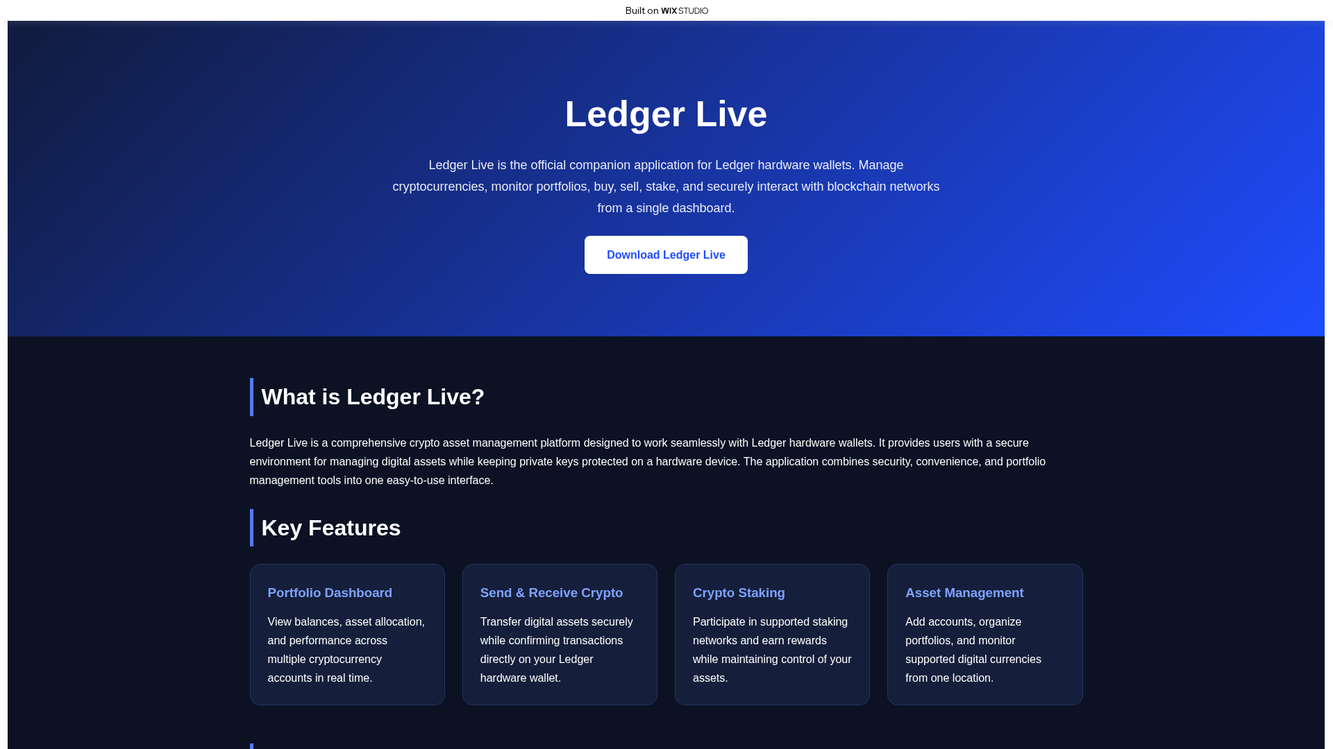 Screenshot of intro-ledgelive.wixstudio.com