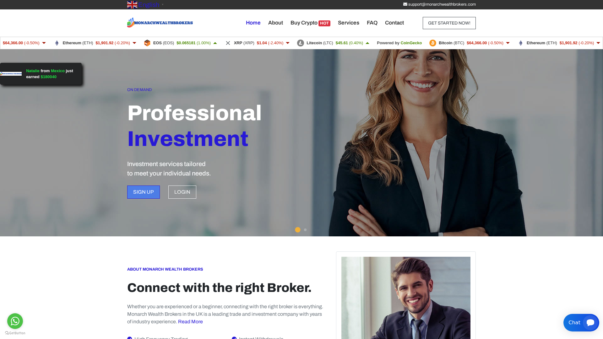 Screenshot of monarchwealthbrokers.com