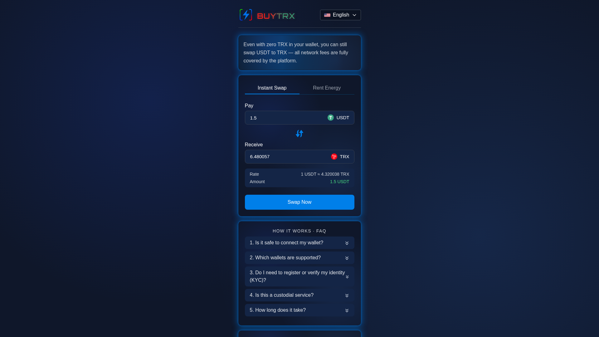 Screenshot of buytrx.ws