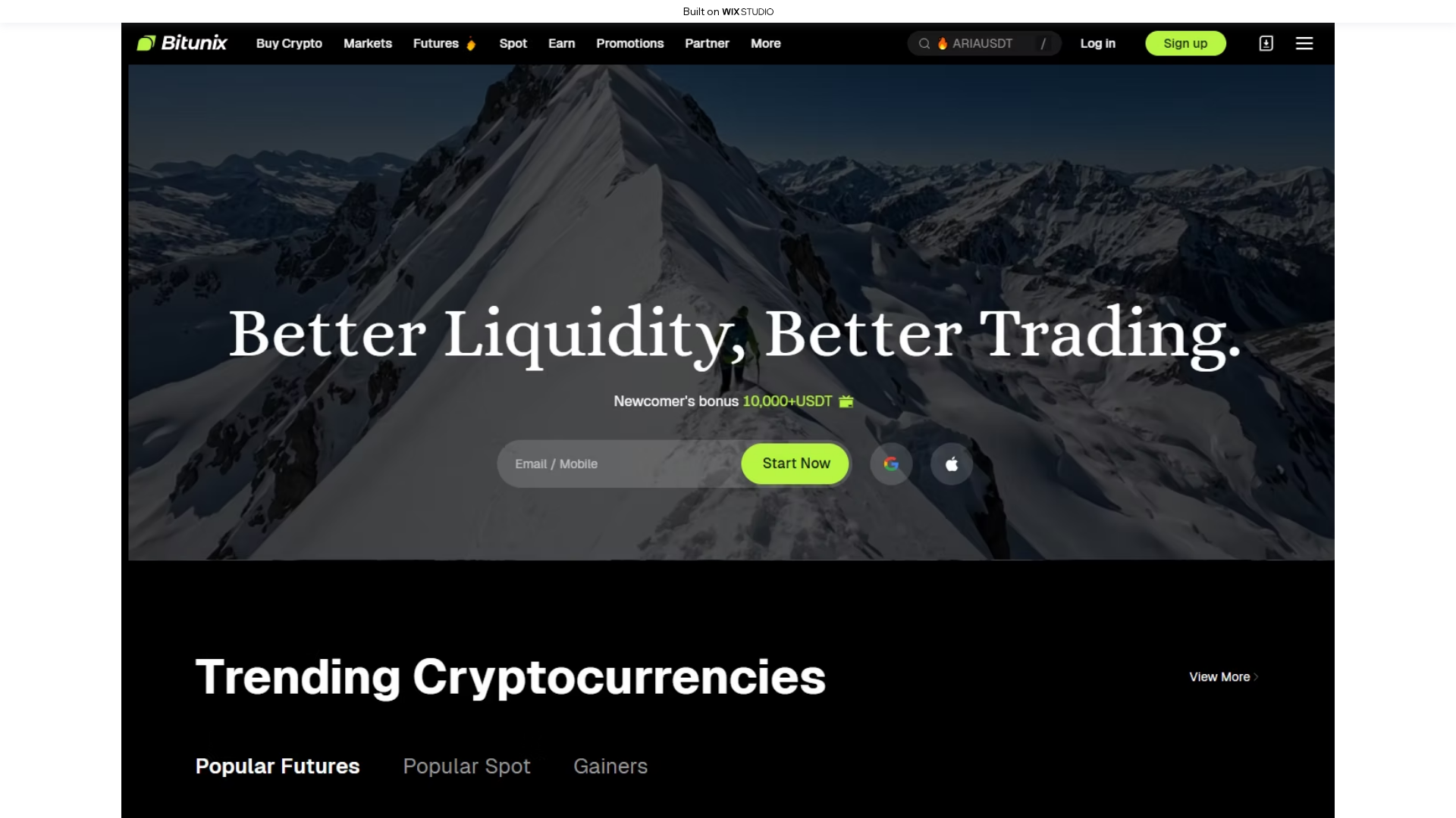 Screenshot of bitunixx.wixstudio.com