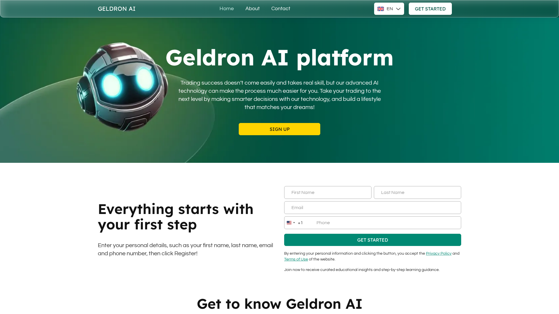 Screenshot of geldronai.live