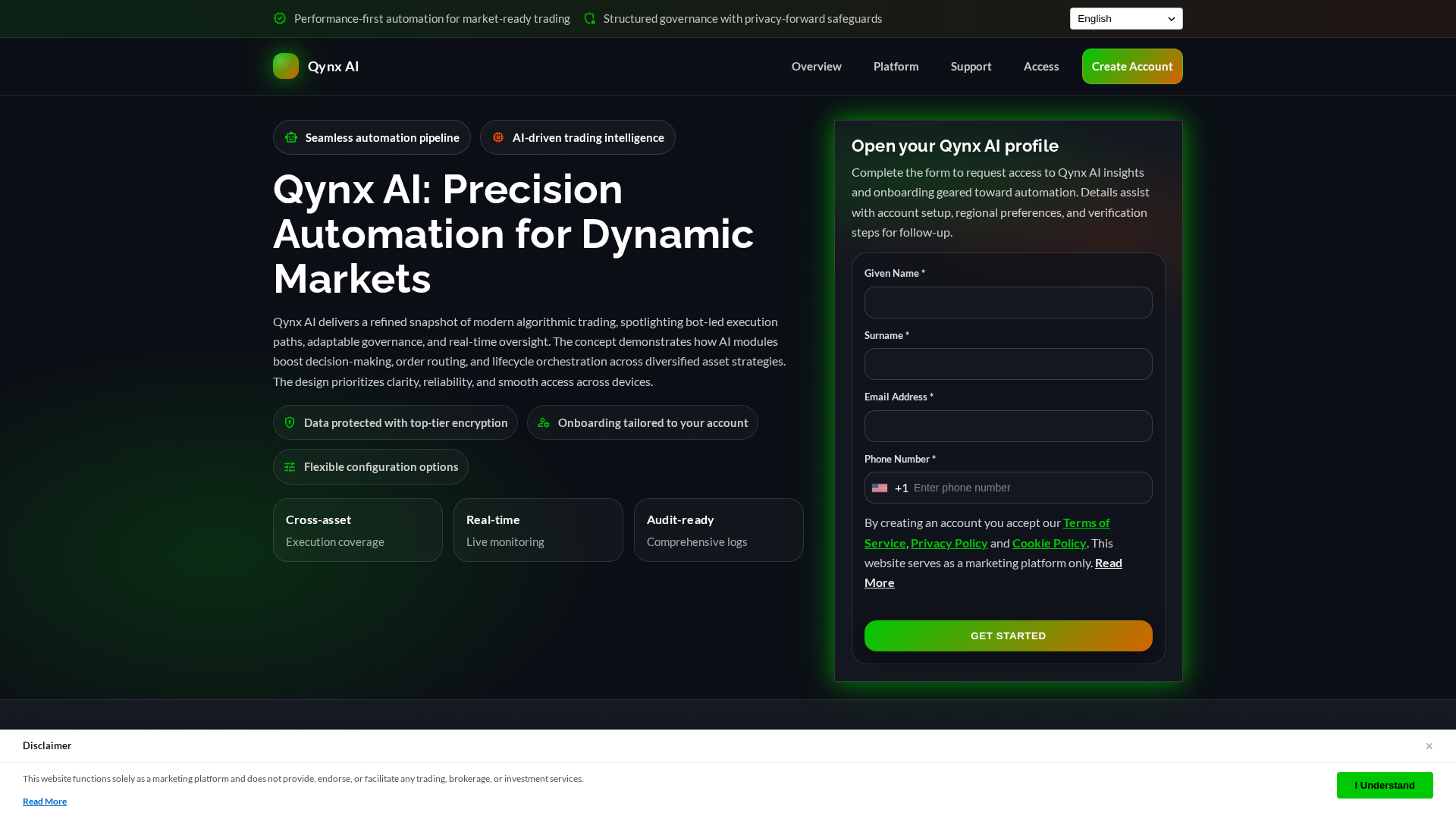 Screenshot of qynxai.digital