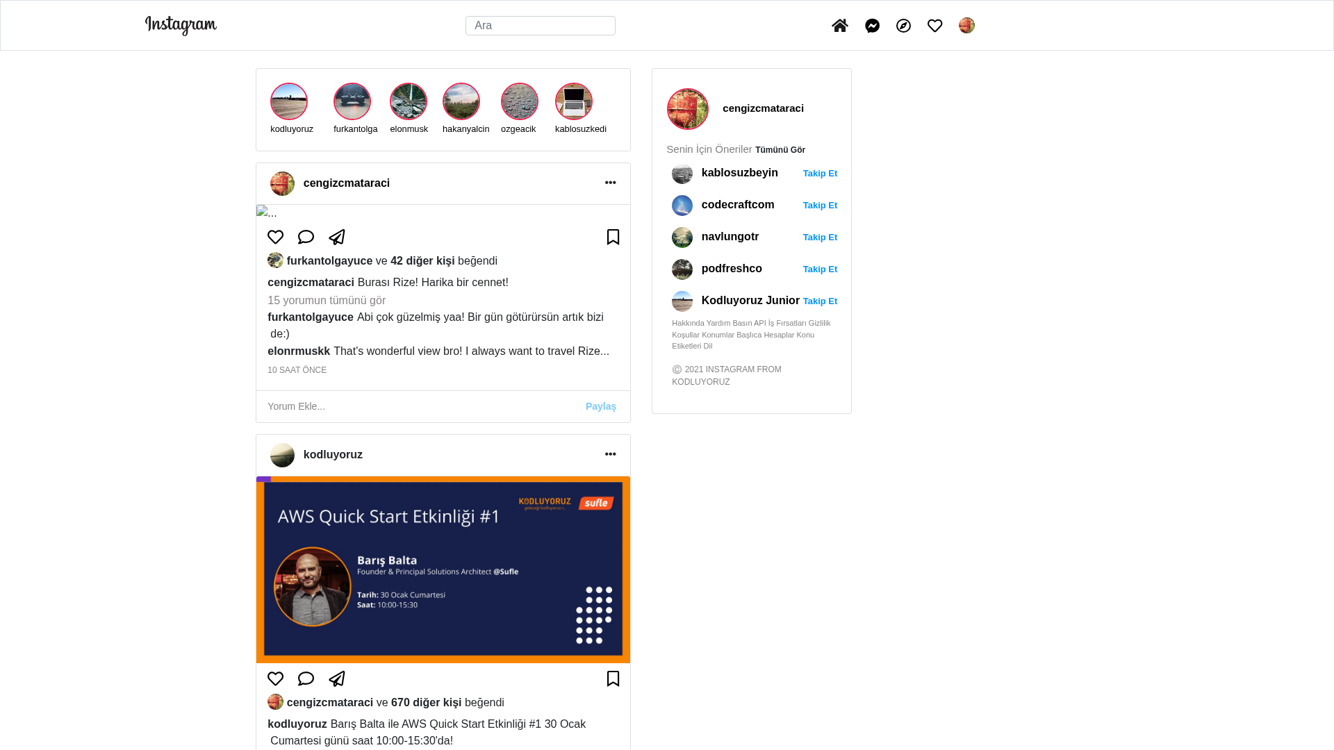 Screenshot of www.instagram-clone-five.vercel.app