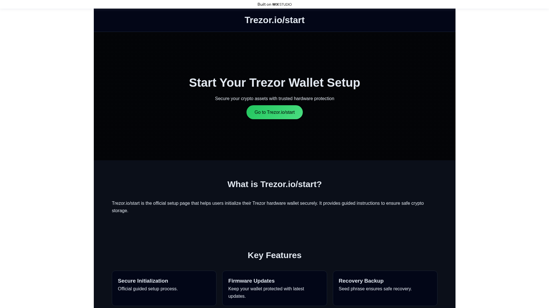 Screenshot of trezior-io-starte.wixstudio.com