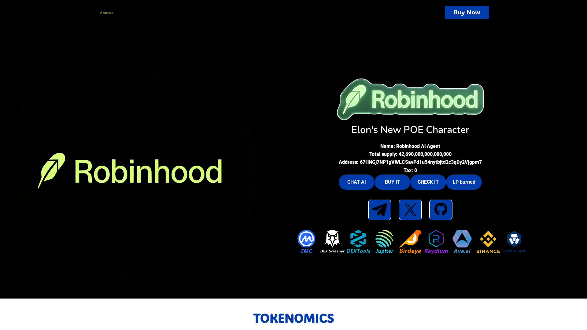 Screenshot of robinhoodaiagent.xyz