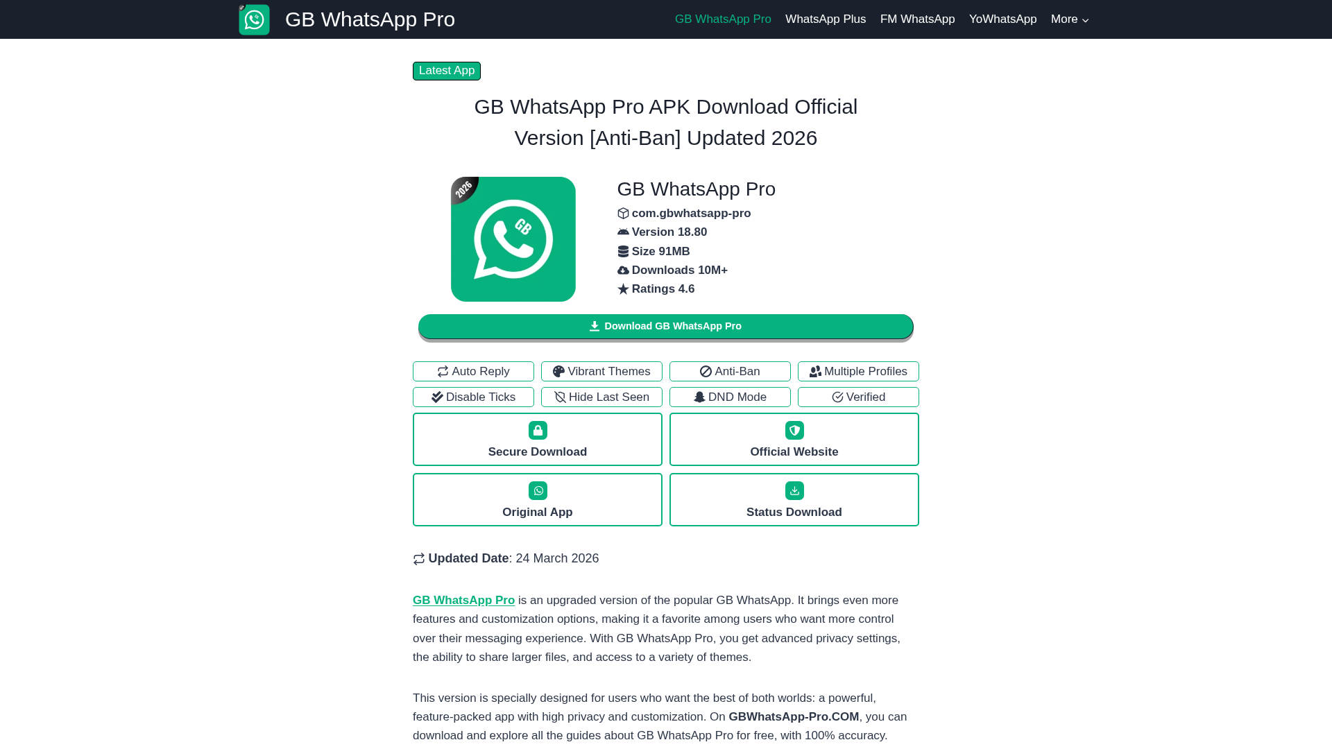 Screenshot of gbwhatsapp-pro.com