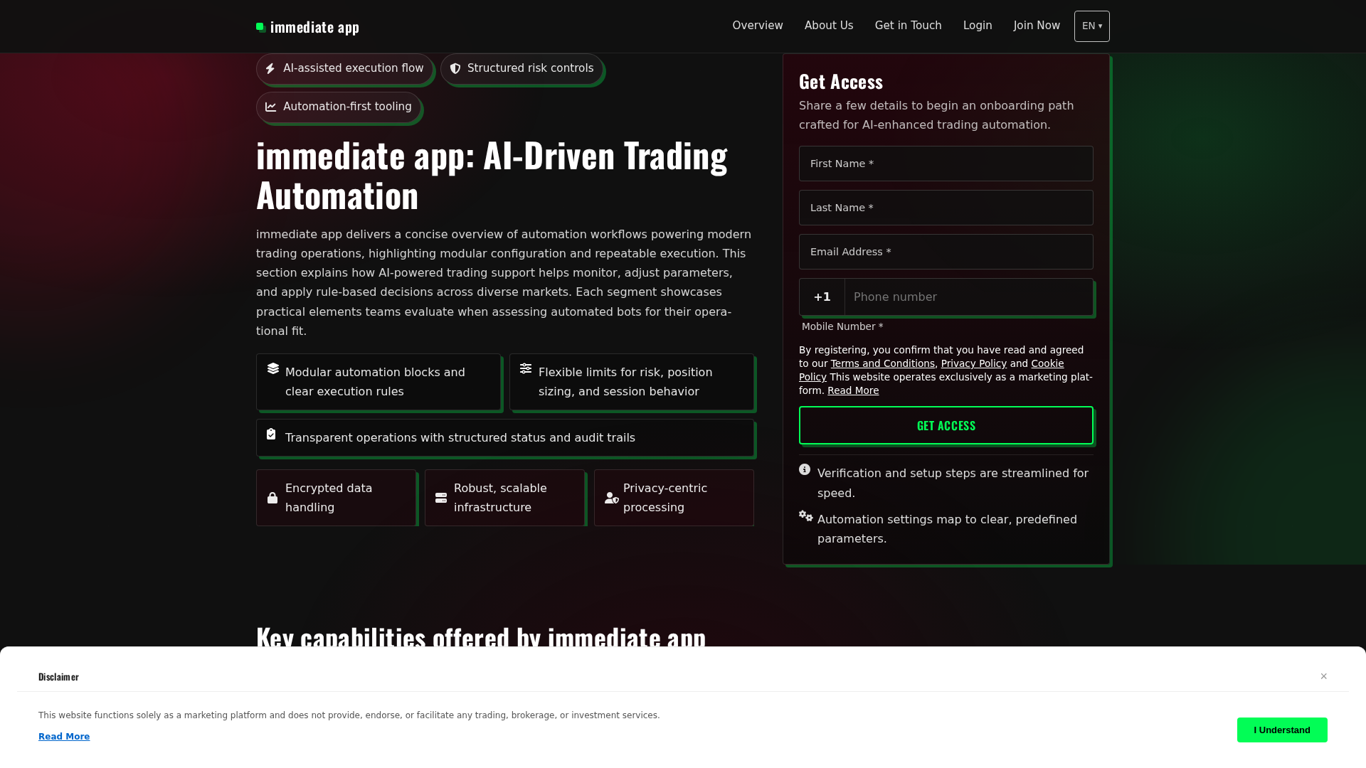 Screenshot of immediateapp.pro