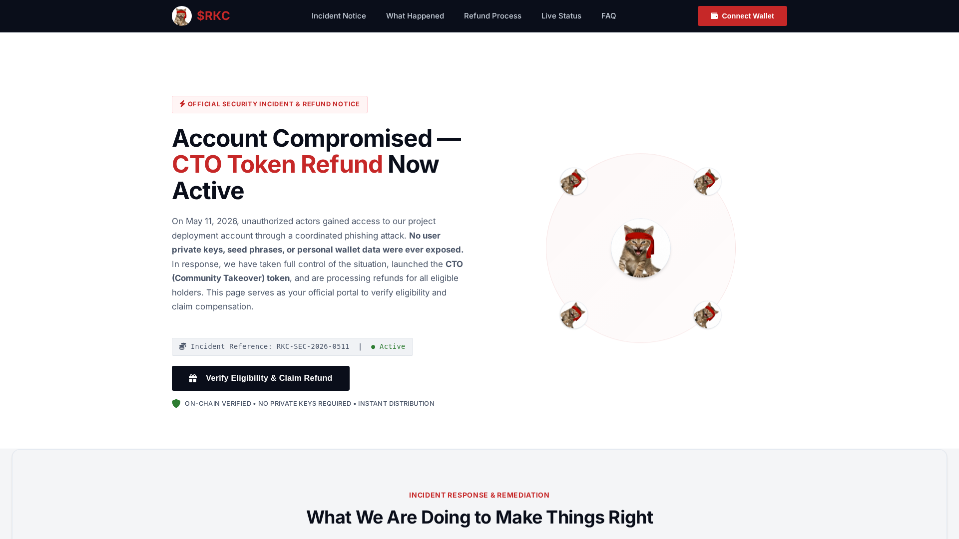 Screenshot of rkcrefund.com