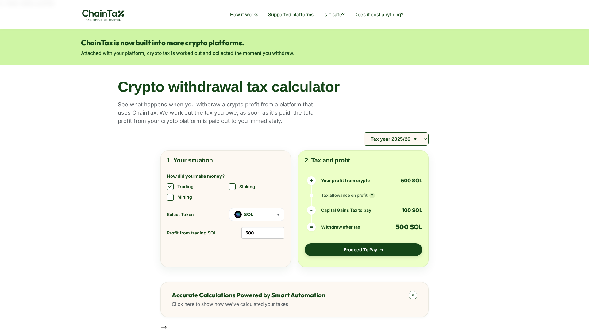 Screenshot of chaintax.org