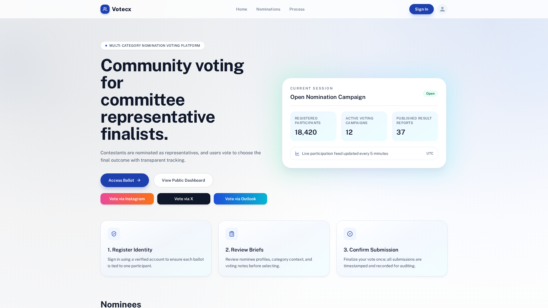 Screenshot of www.votecx.org