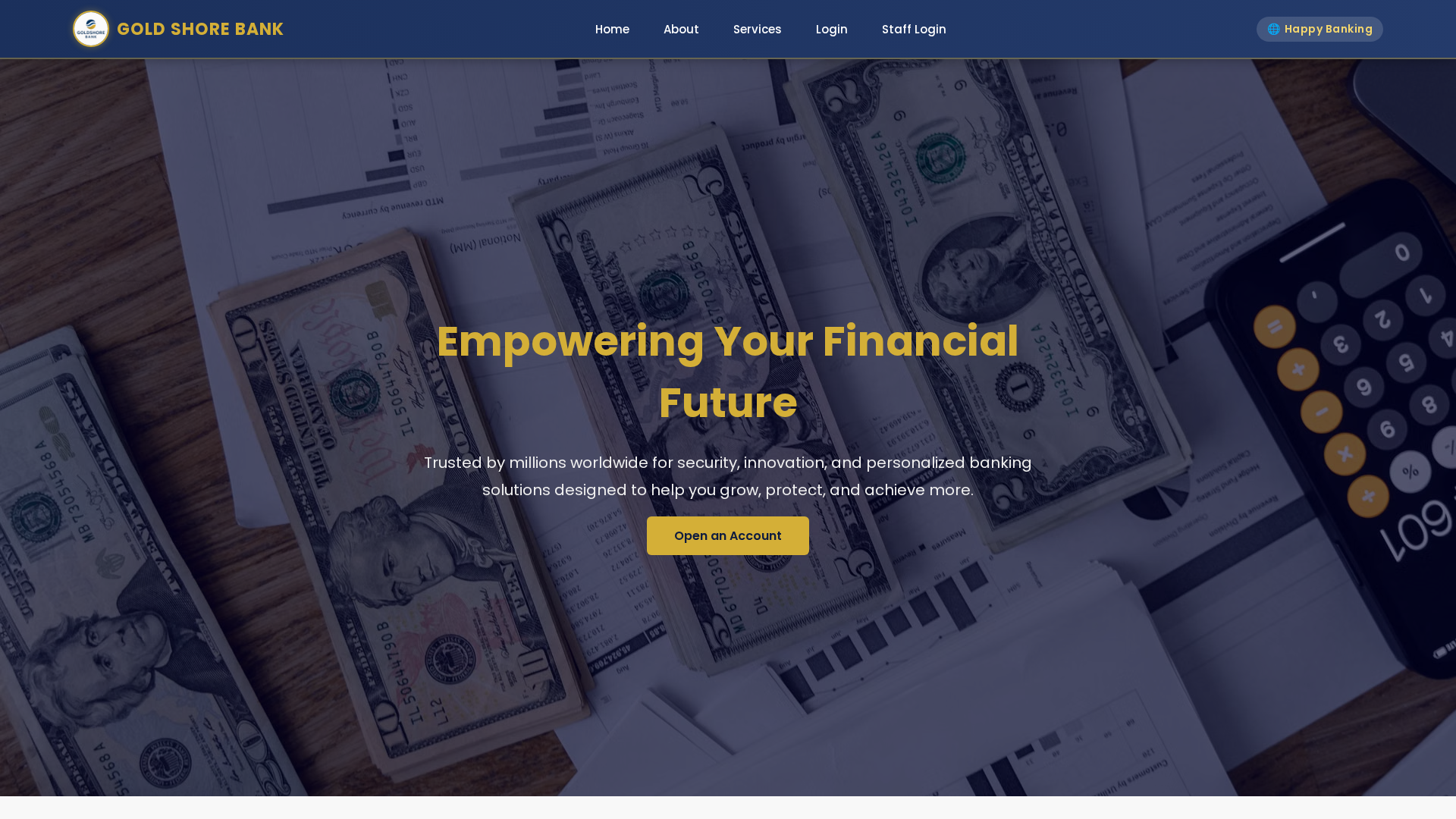 Screenshot of goldshorebank.com