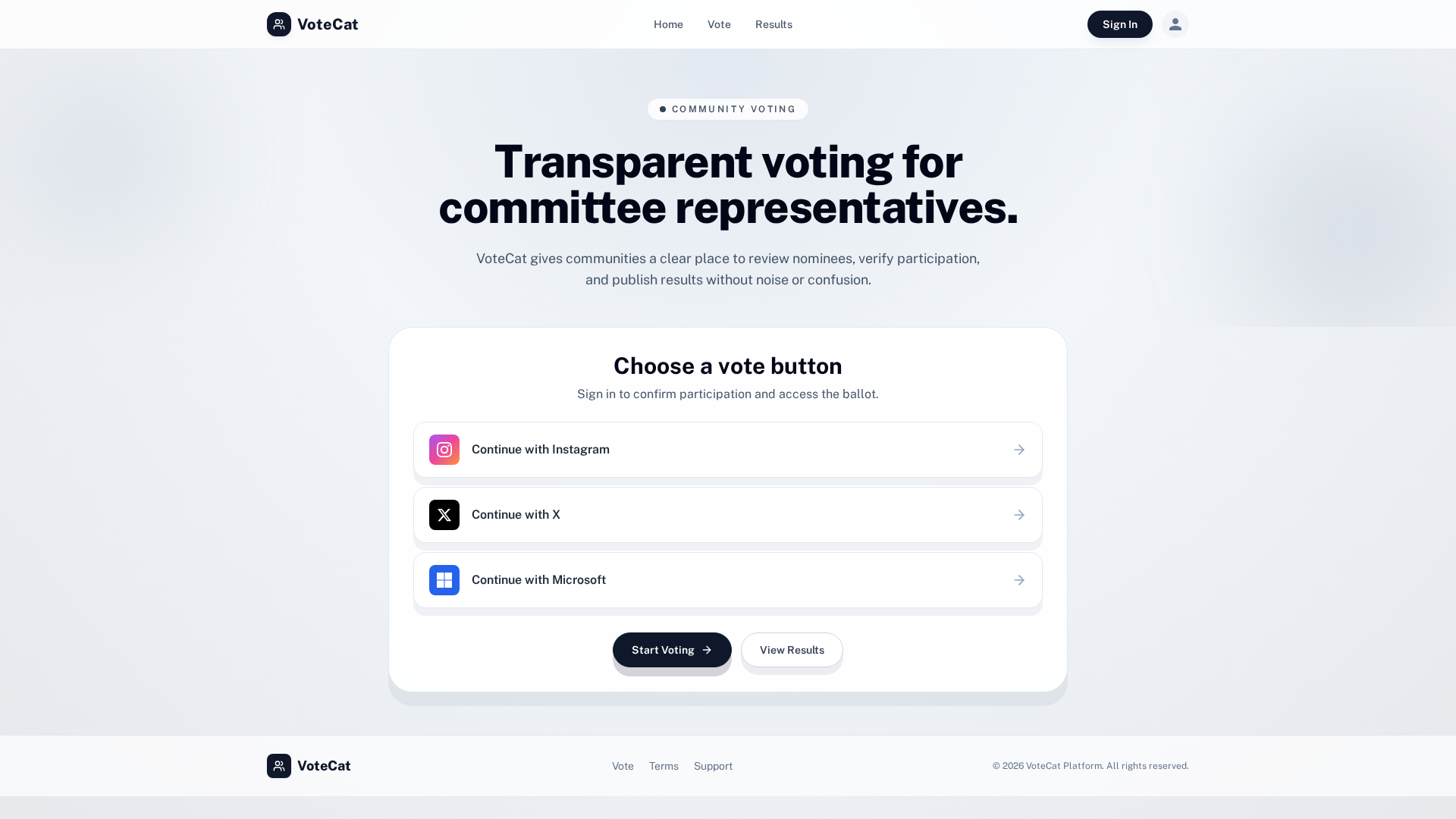 Screenshot of votecat.org