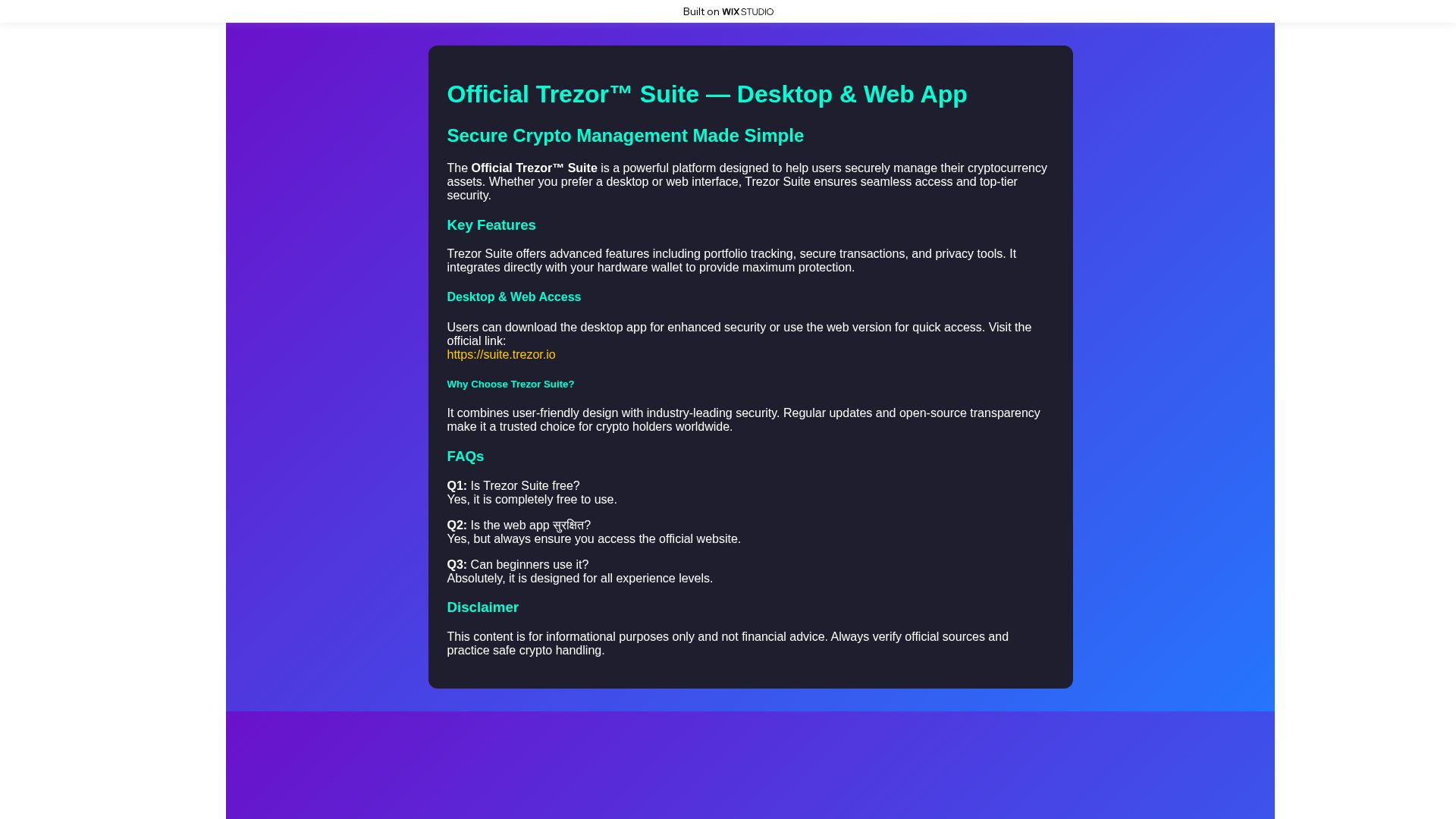 Screenshot of tresuithome.wixstudio.com