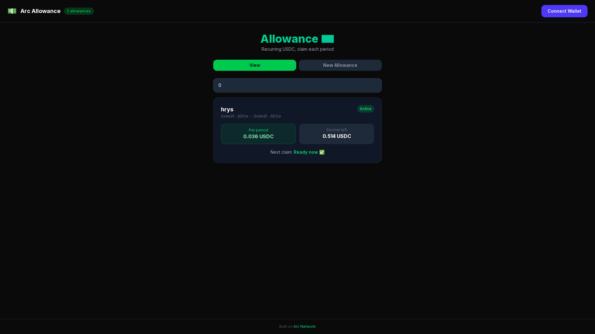 Screenshot of arc-allowance.pages.dev