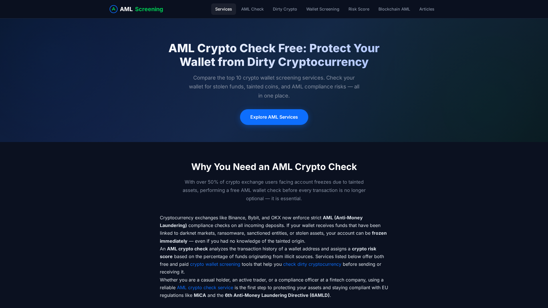 Screenshot of amlscreening.center