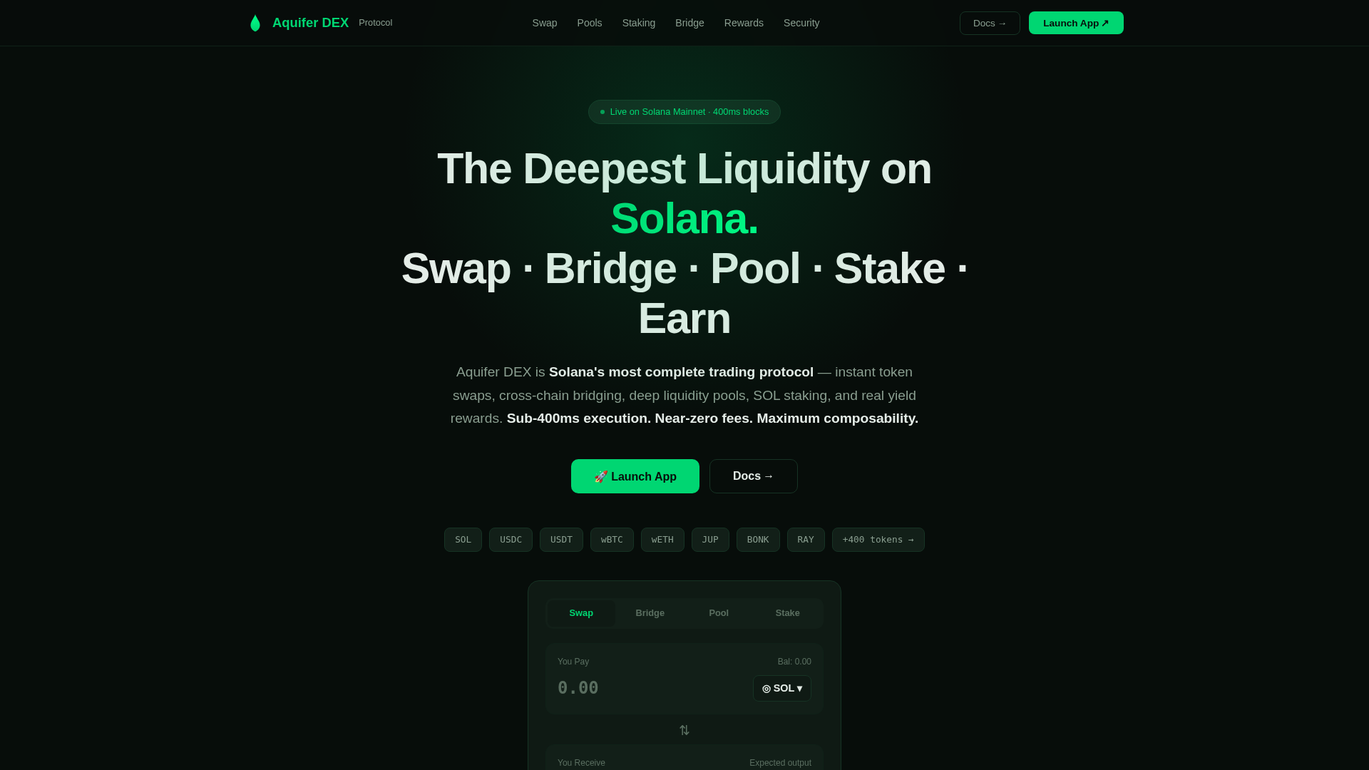 Screenshot of aquifer-dex.com