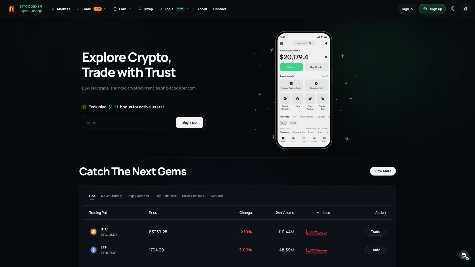 Screenshot of bitcodexer.com