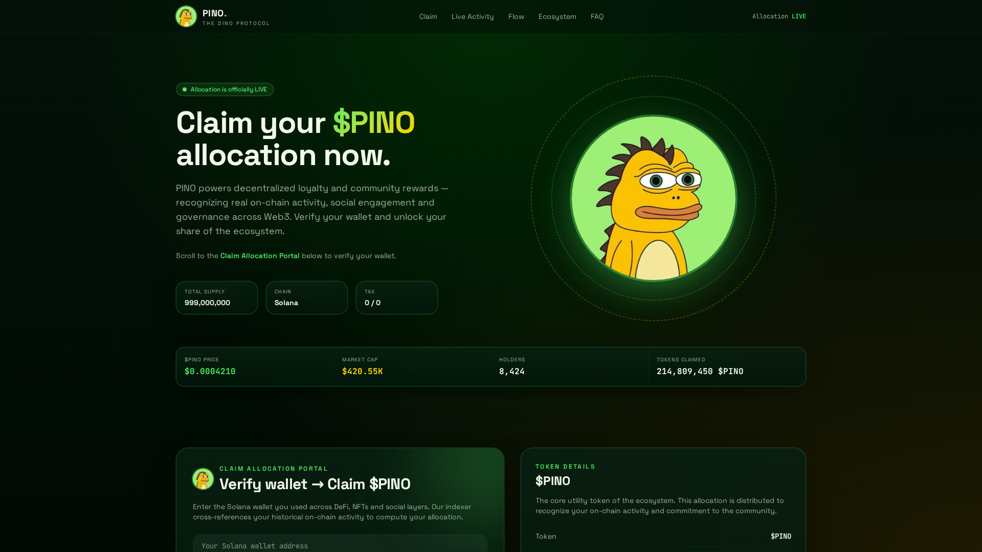 Screenshot of pinothedino.info