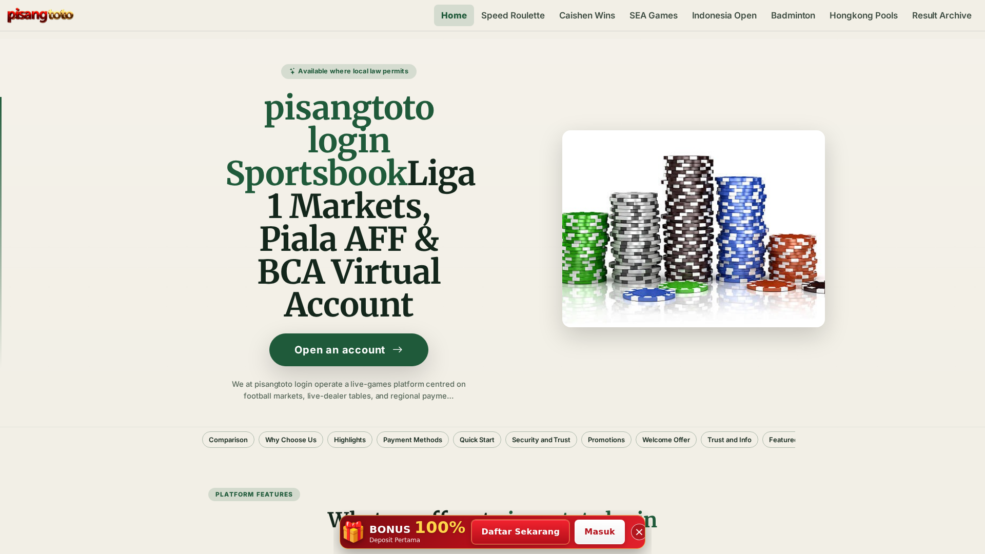 Screenshot of pisangtotologin.com