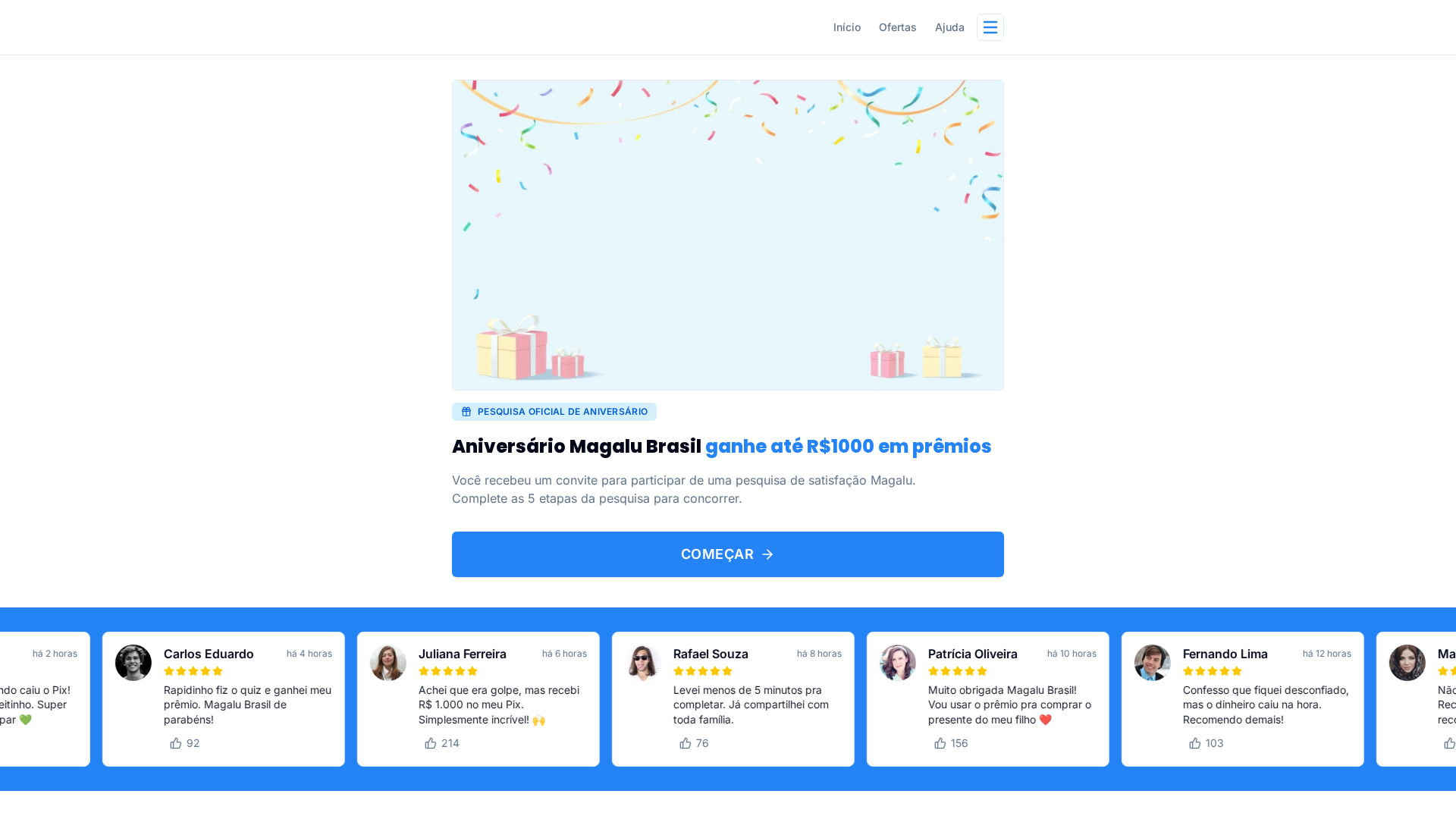 Screenshot of www.magazineluizaquiz.site