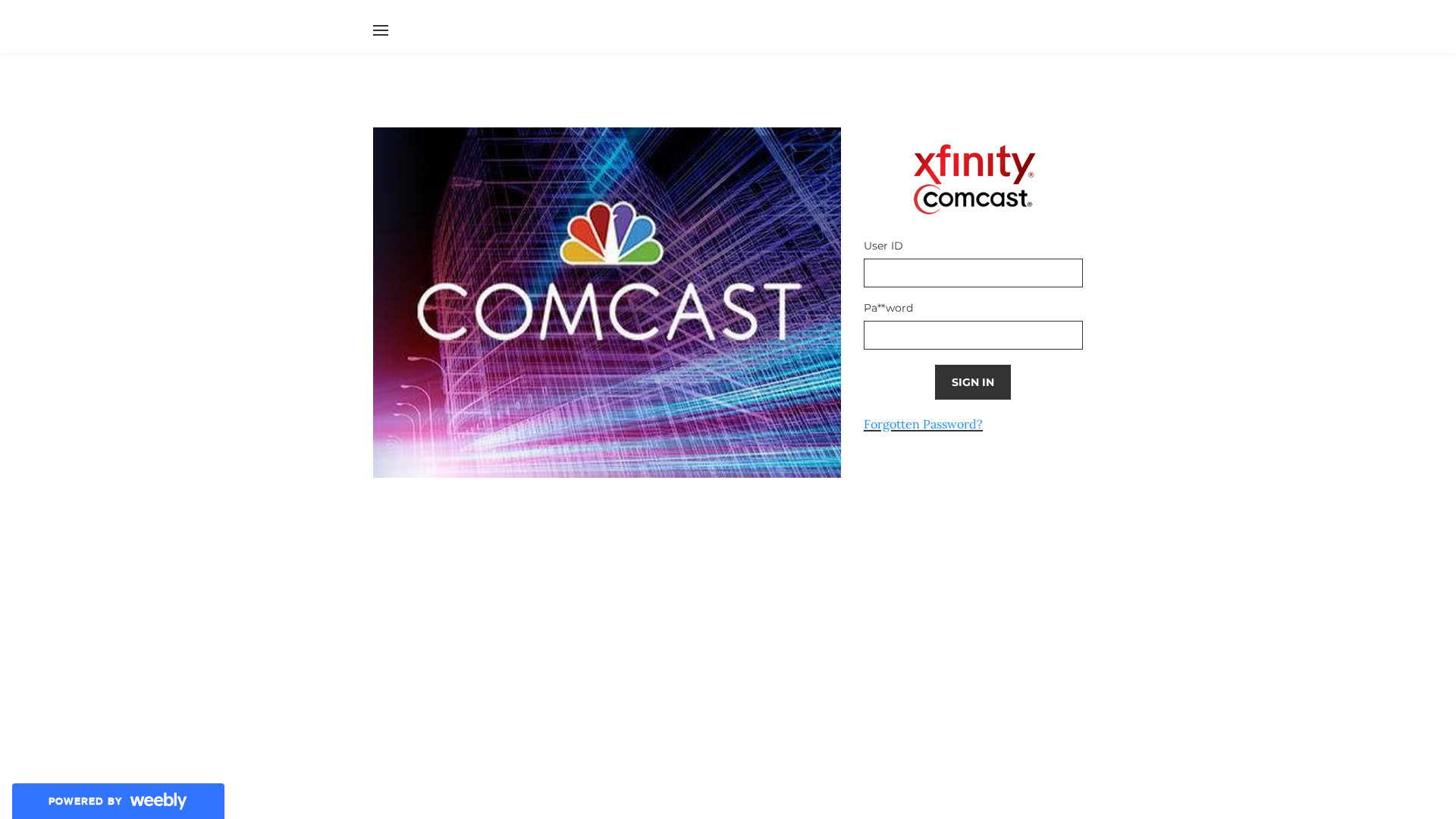Screenshot of comcastpagelogin.weebly.com