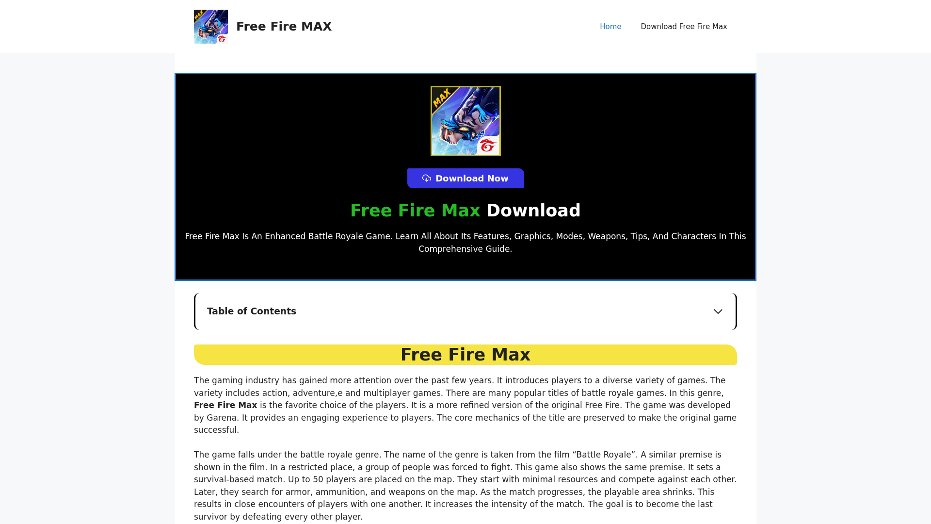 Screenshot of freefiremaxdownload.com.in