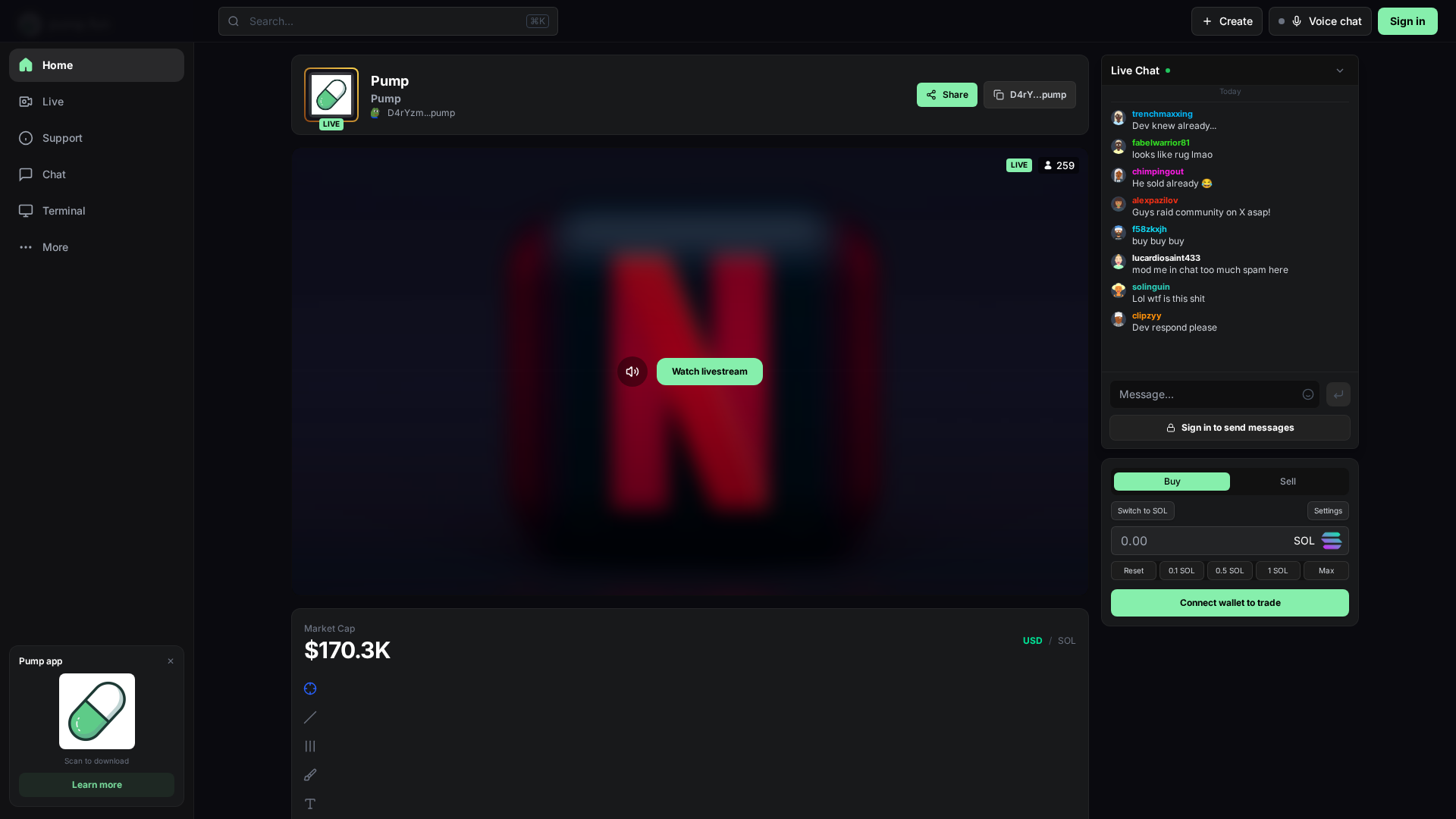 Screenshot of pumpfunonsol.xyz