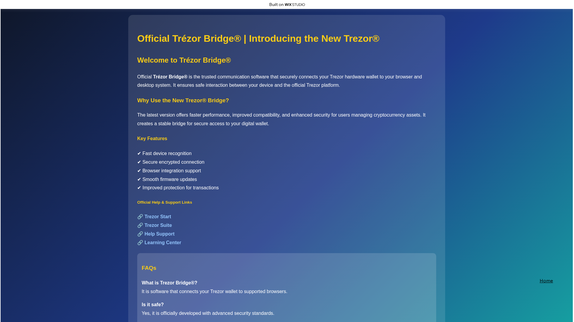 Screenshot of trezzbridges.wixstudio.com