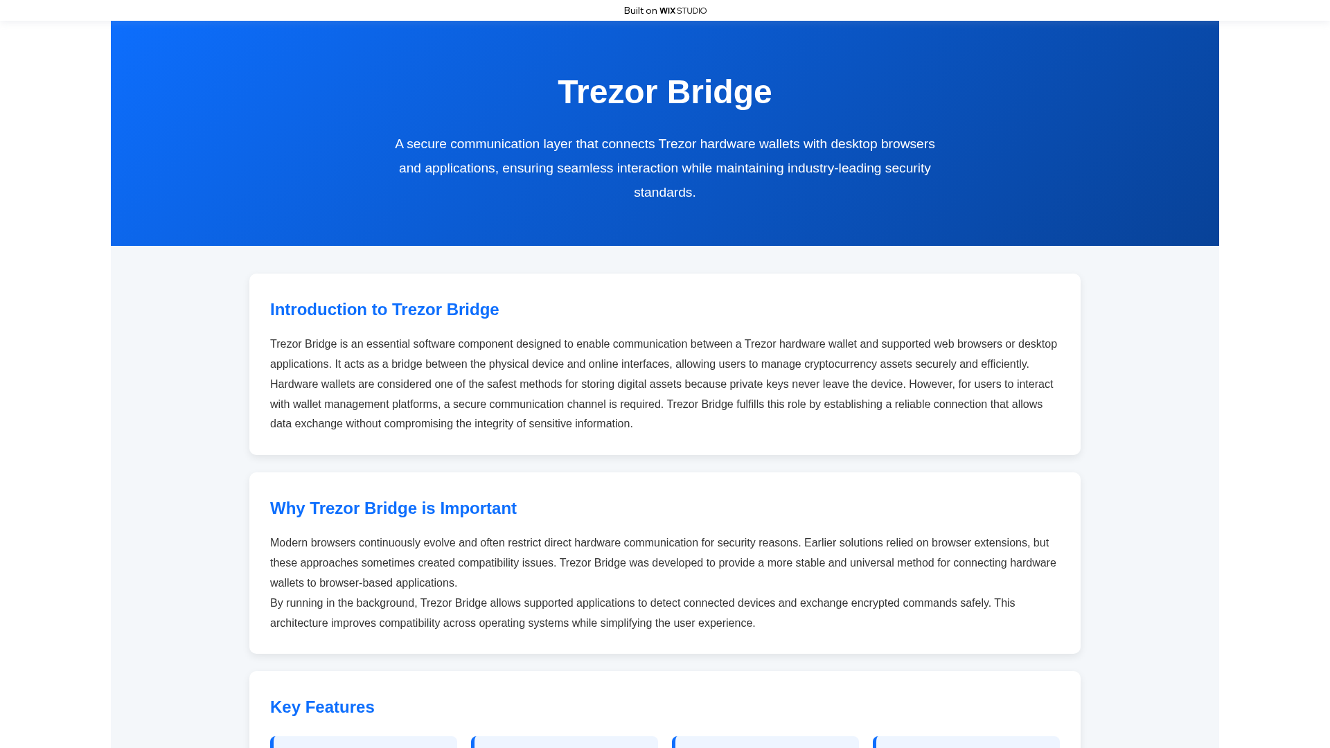 Screenshot of support-bridgeapp.wixstudio.com