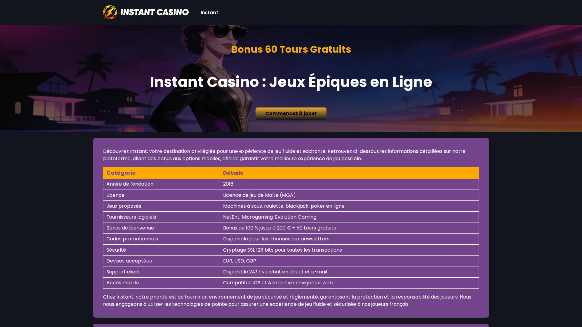 Screenshot of casinoinstant1.com
