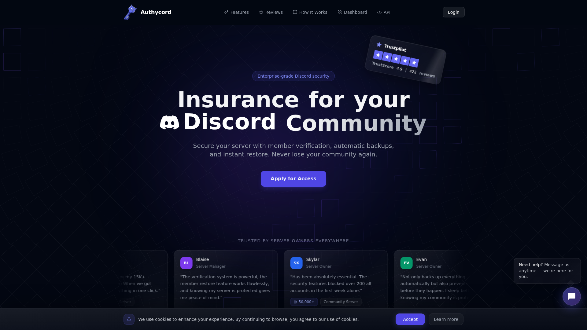 Screenshot of authycord.com