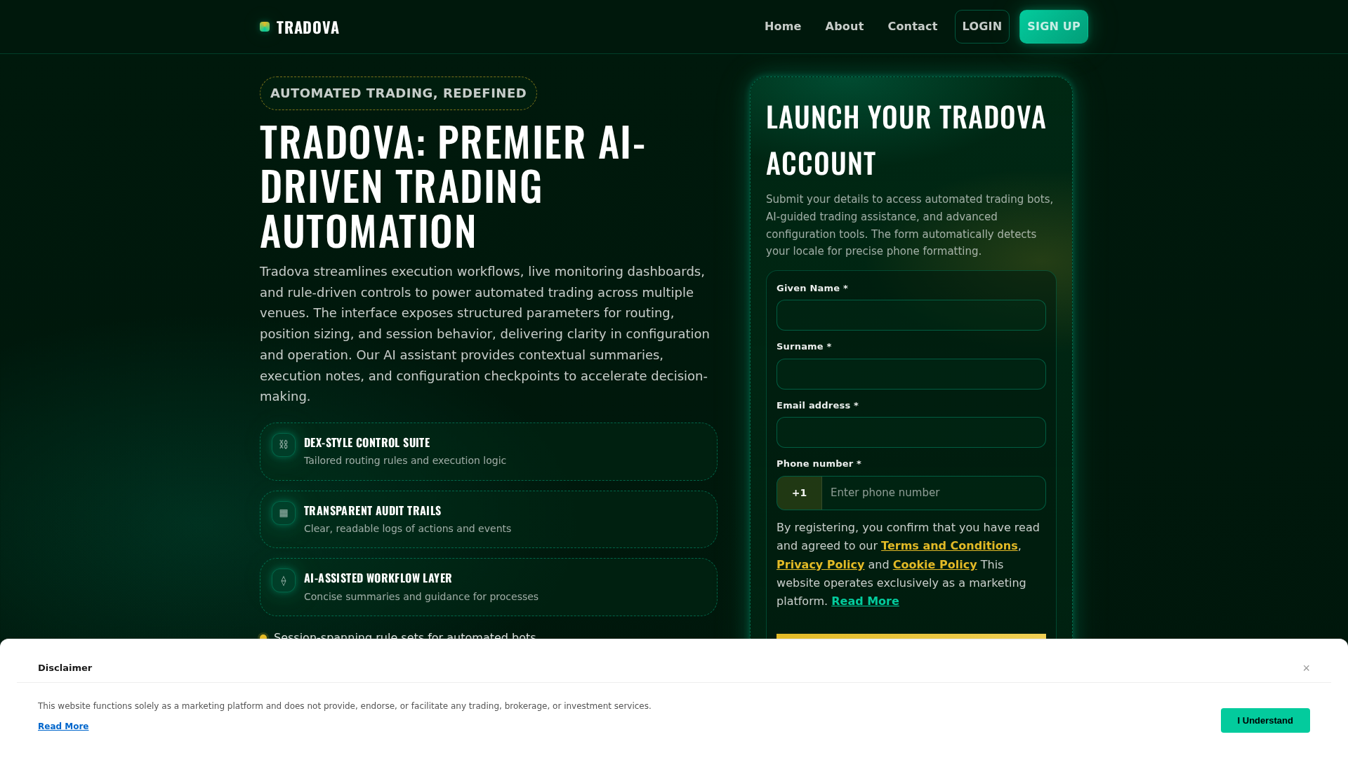 Screenshot of tradovasolution.com