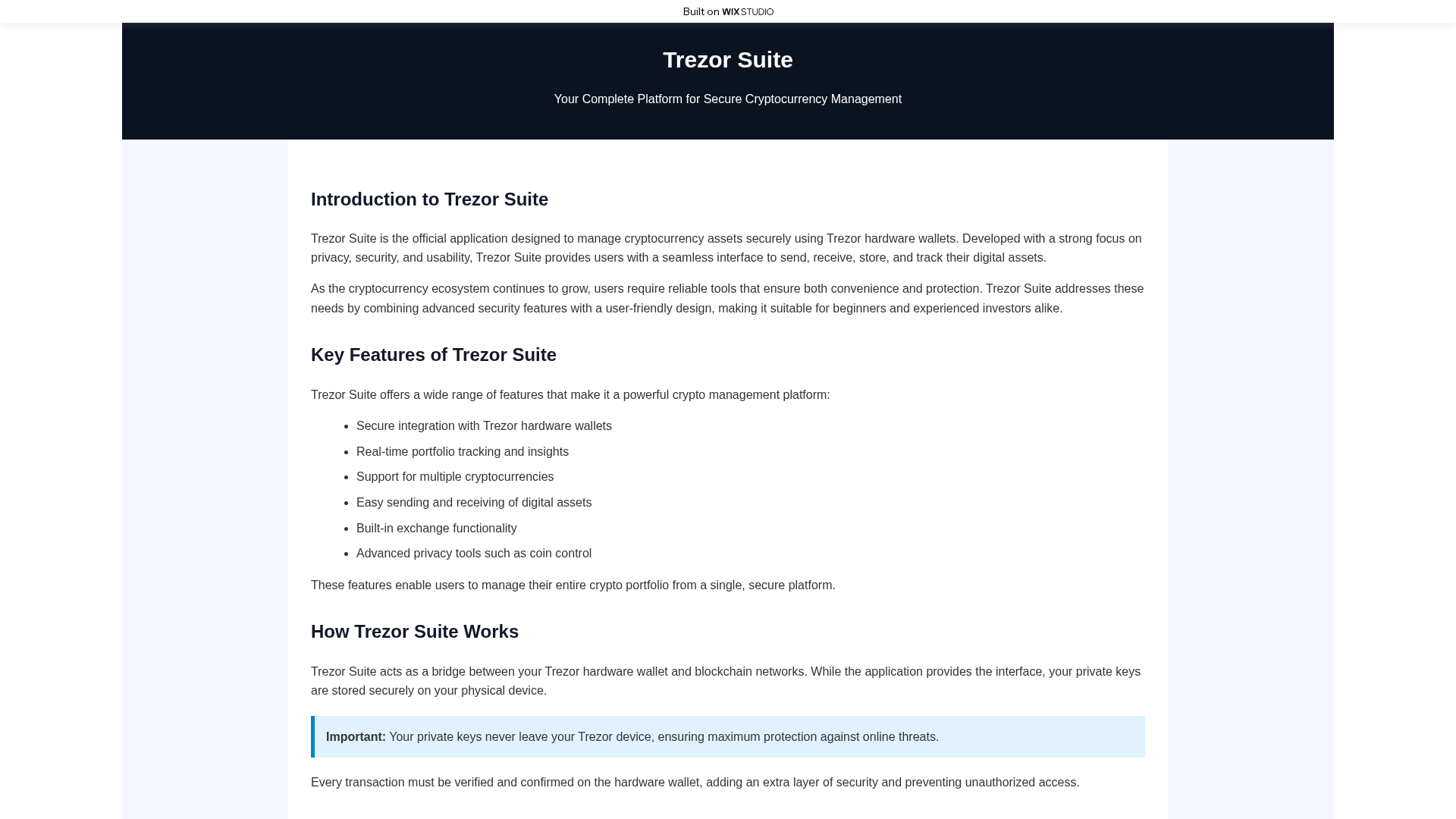 Screenshot of trexiosafe.wixstudio.com