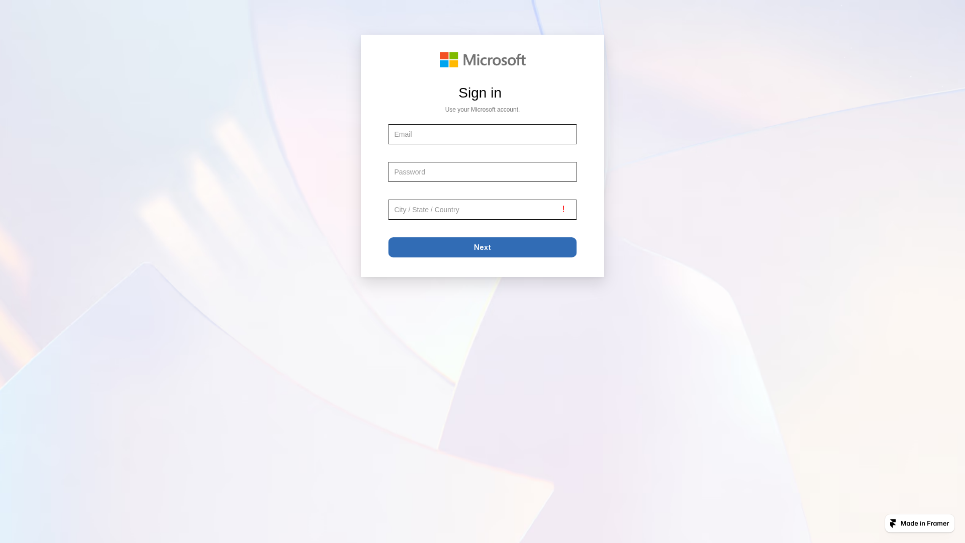 Screenshot of verify-microsoft-account.framer.wiki