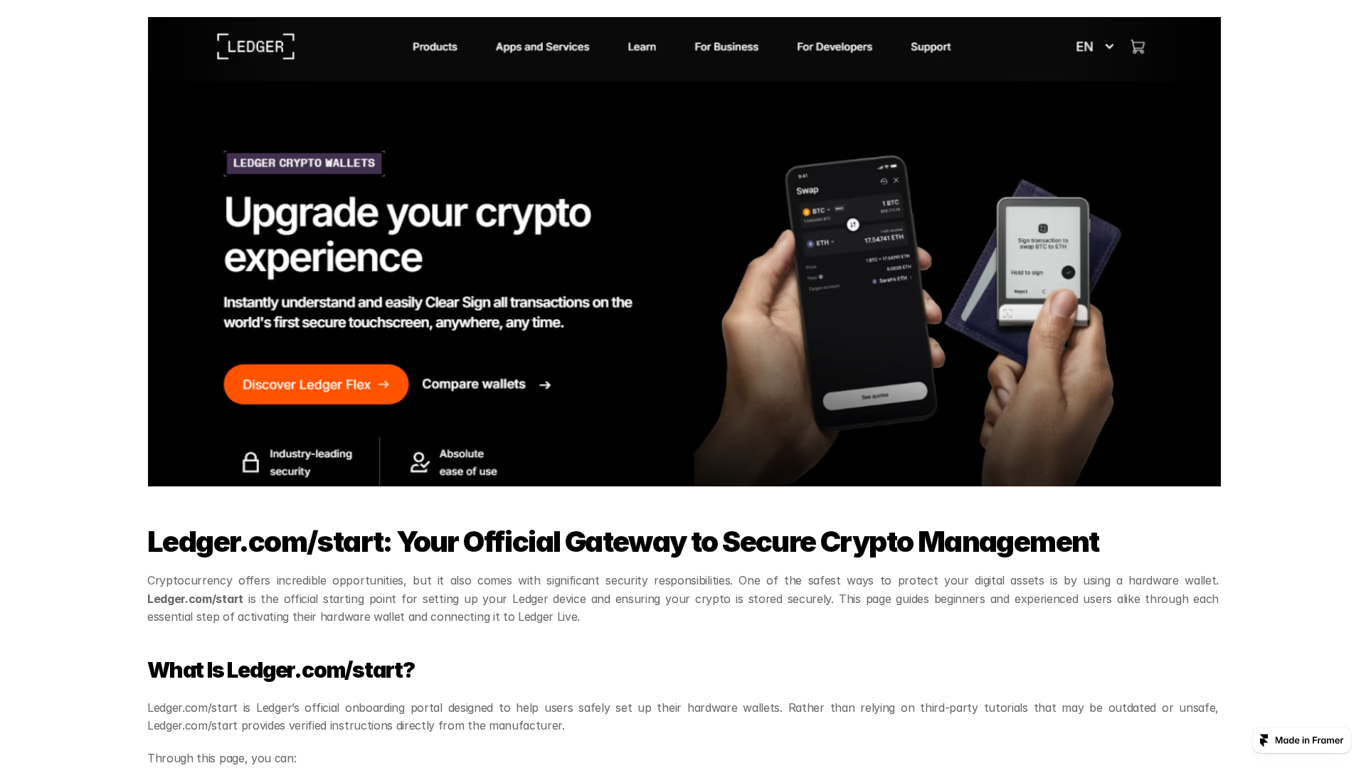 Screenshot of leddgerstart-en.framer.media