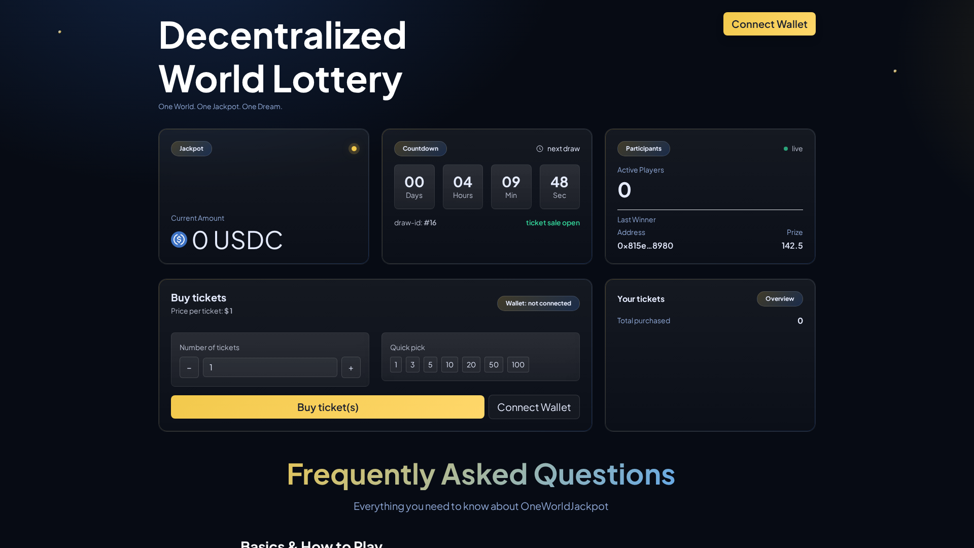 Screenshot of oneworldjackpot.com