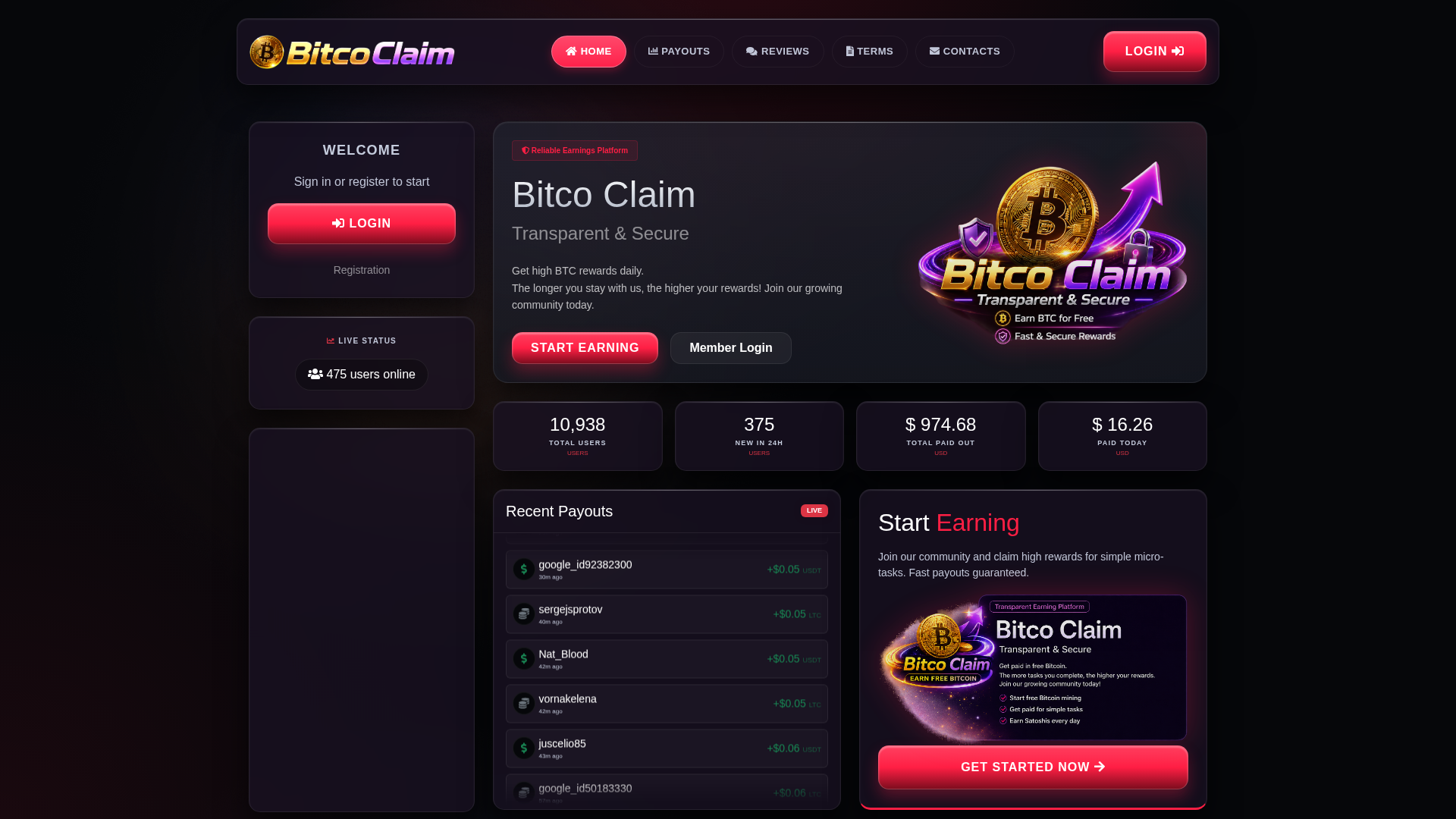 Screenshot of bitco-claim.com