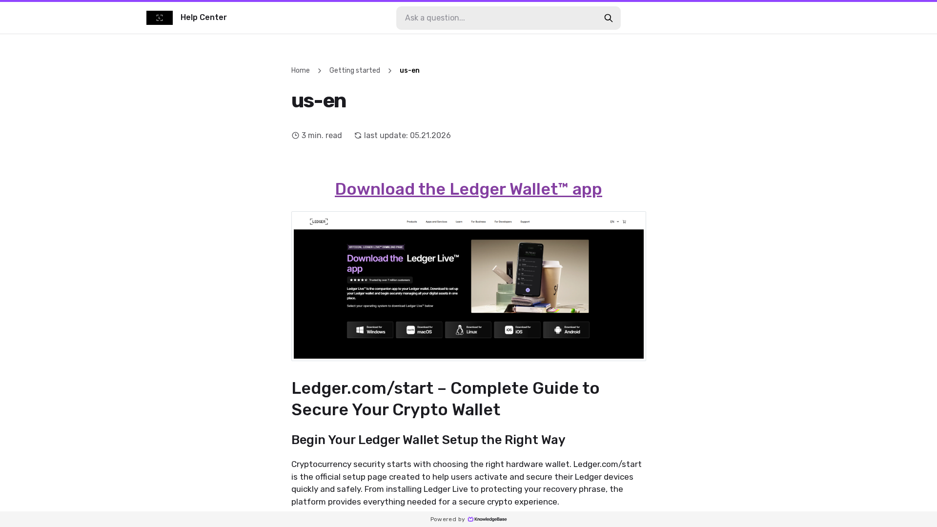 Screenshot of startedledger.kb.help