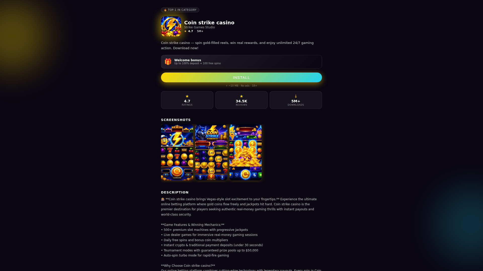Screenshot of coin-strike-casino.co