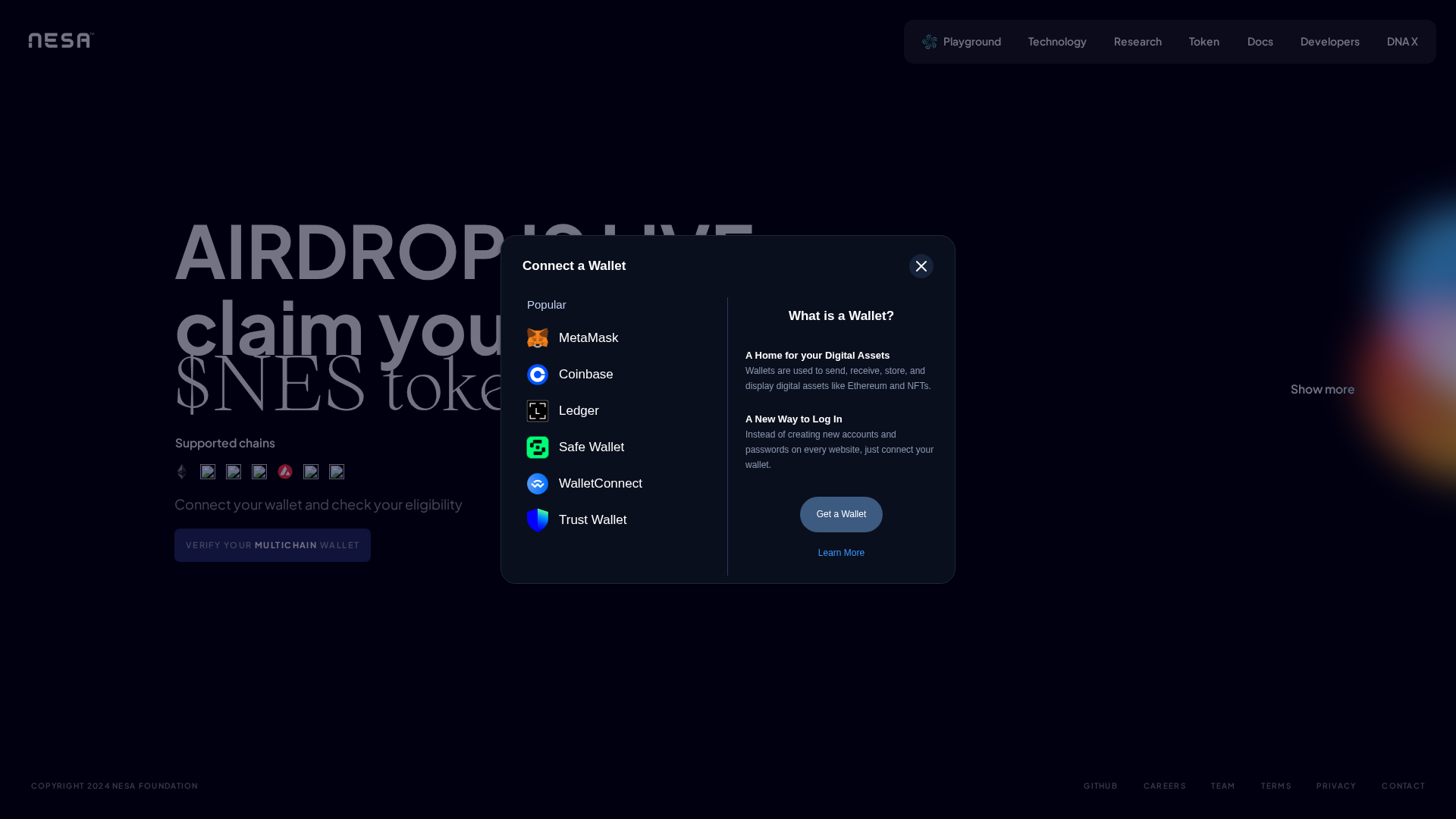 Screenshot of nesa-airdrop.pages.dev