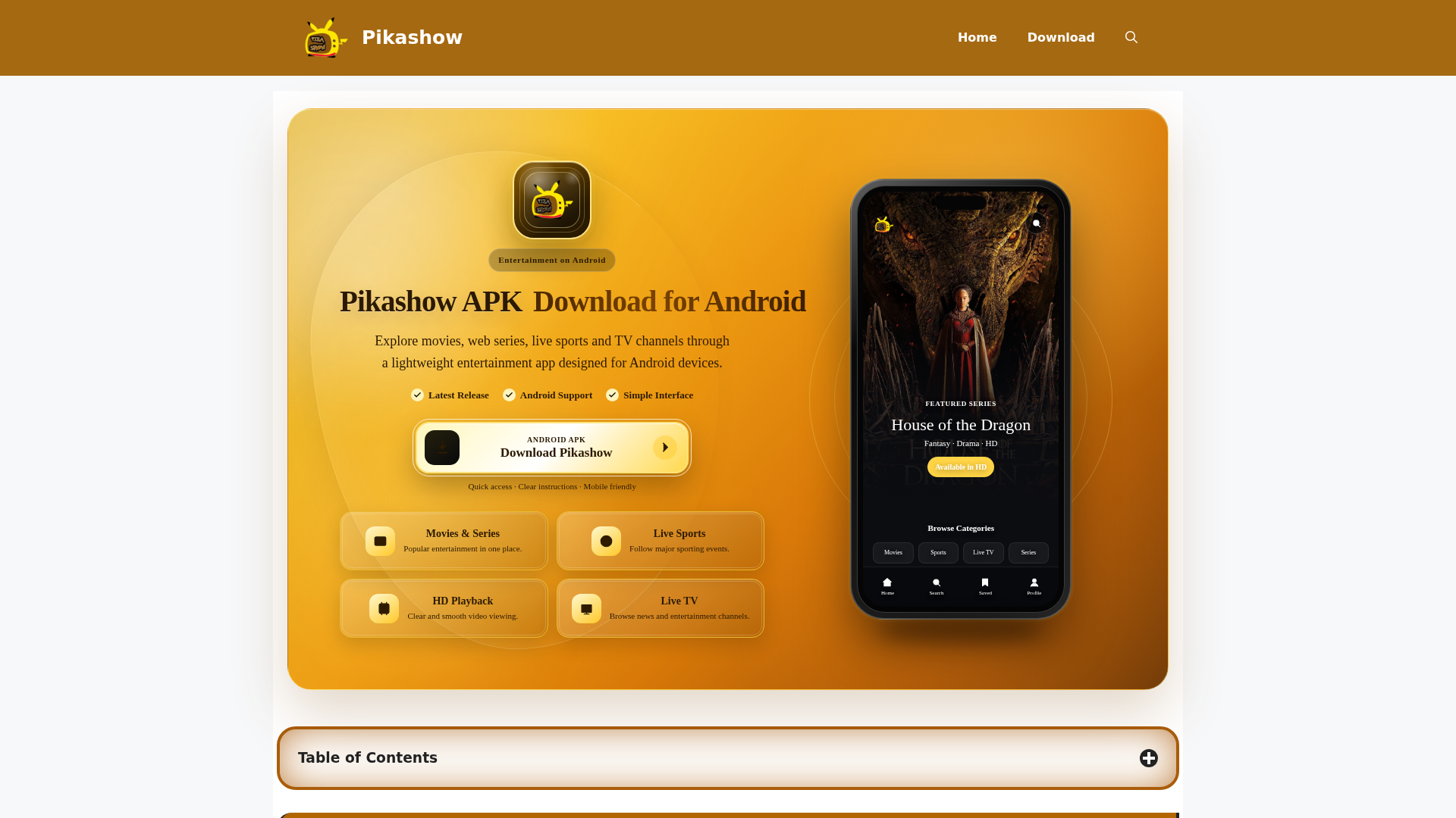 Screenshot of pikashowtv.tv.in