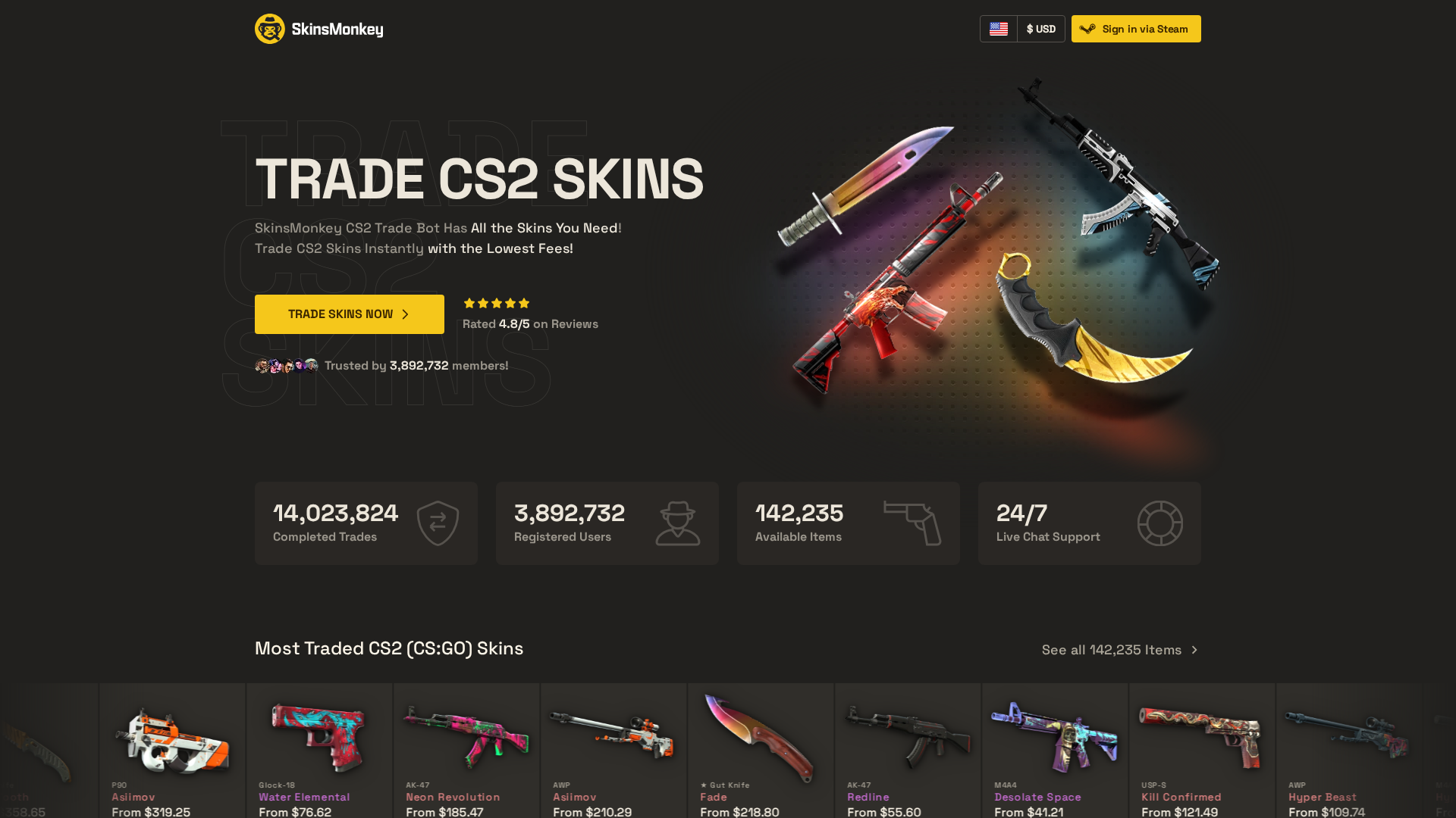 Screenshot of skinsmonkey.com