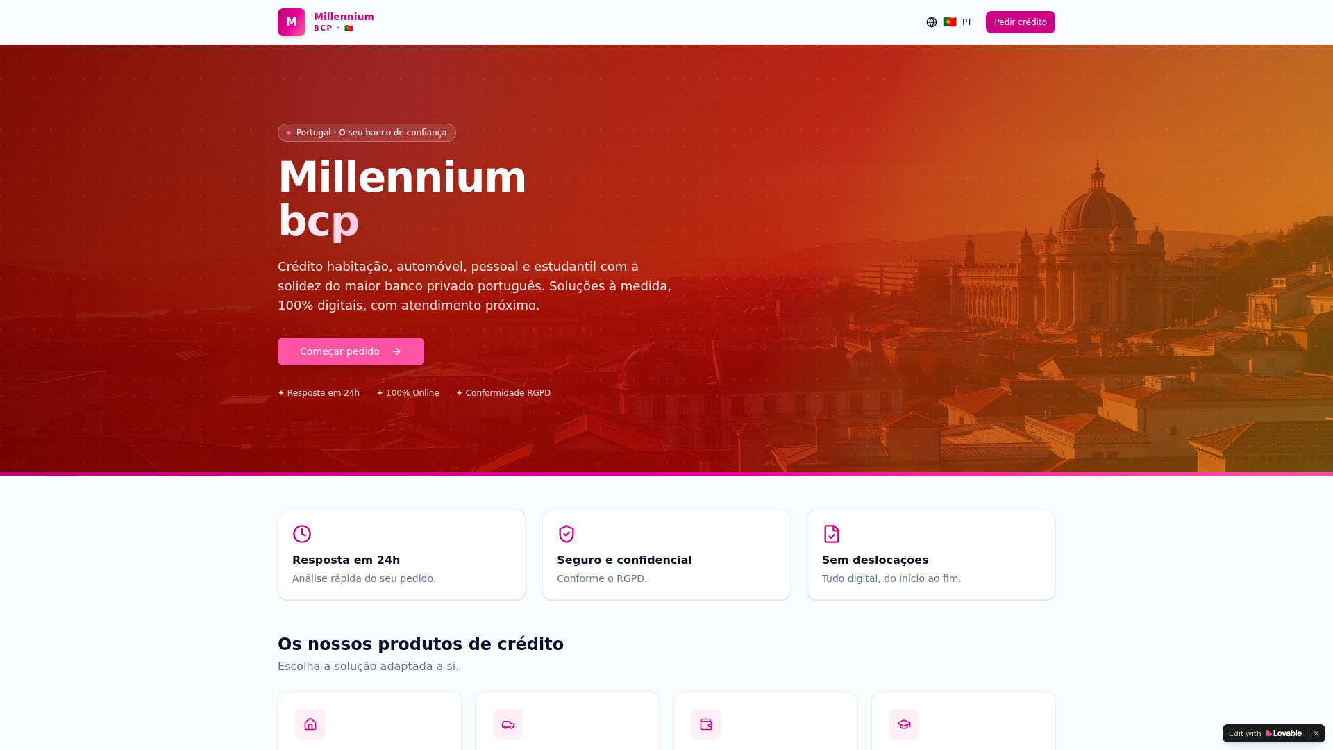 Screenshot of millenniumbcppt.lovable.app